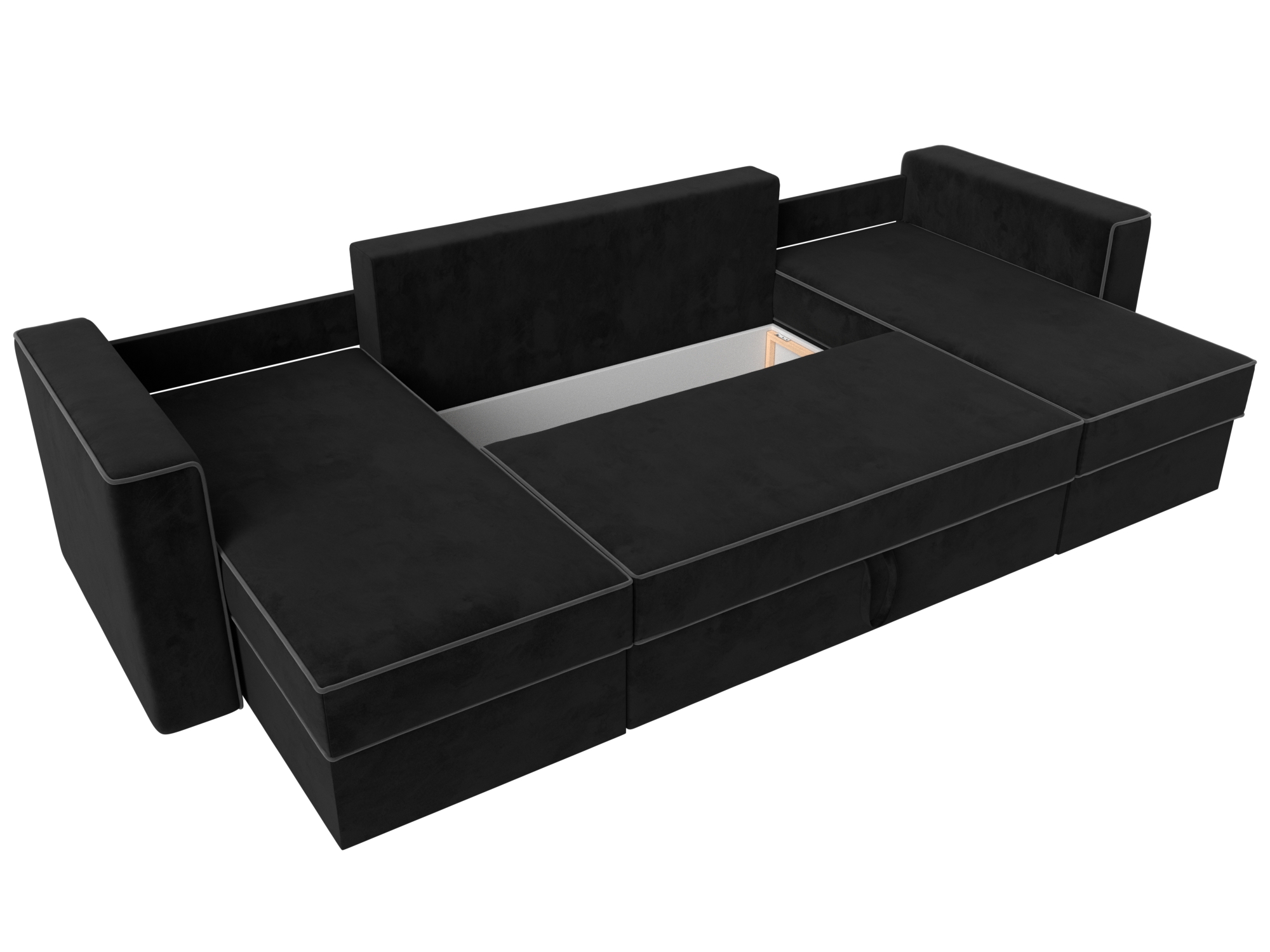 П-образный диван Принстон (черный\серый)