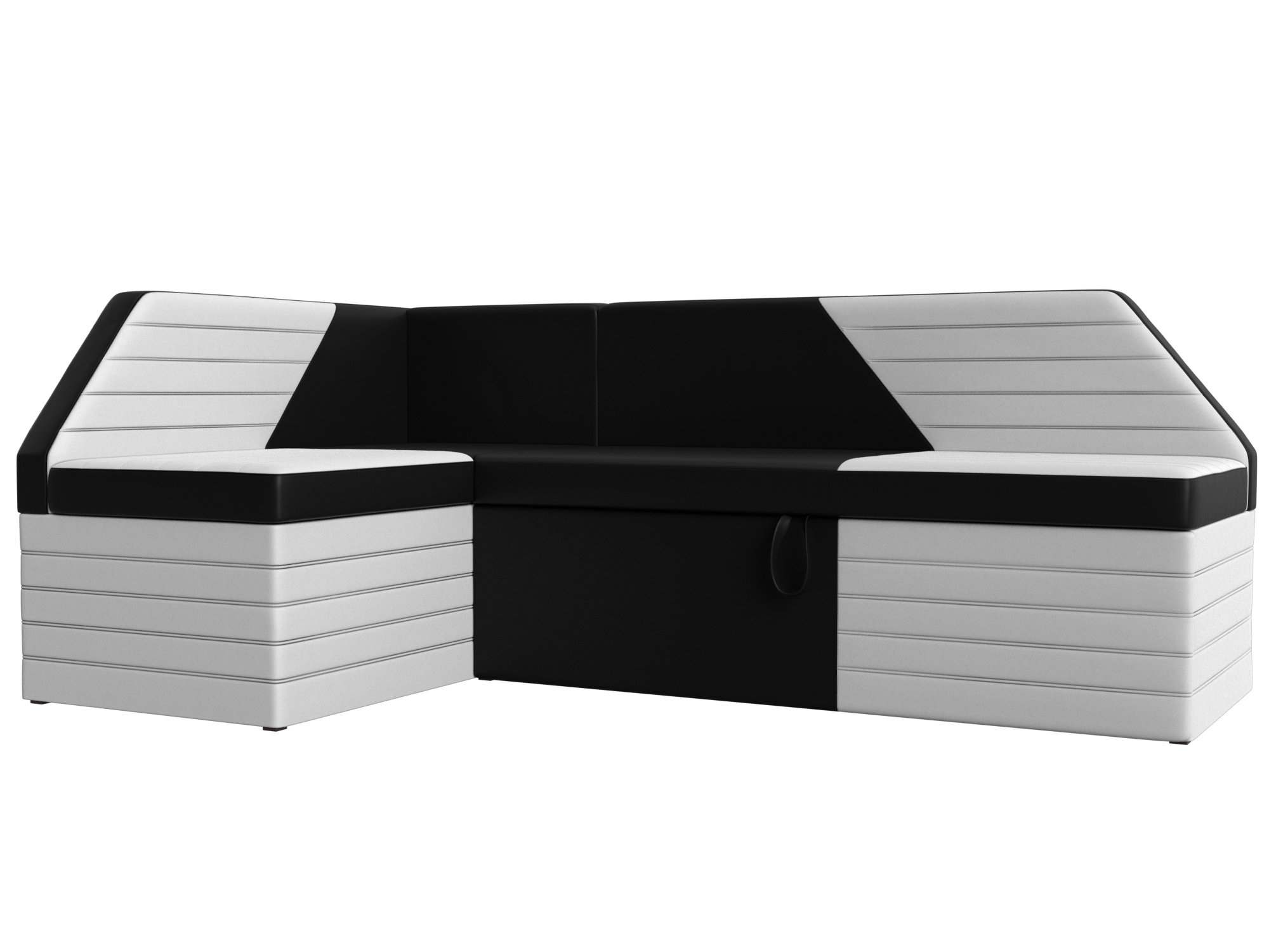 Кухонный угловой диван Дуглас левый угол (Черный\Белый)