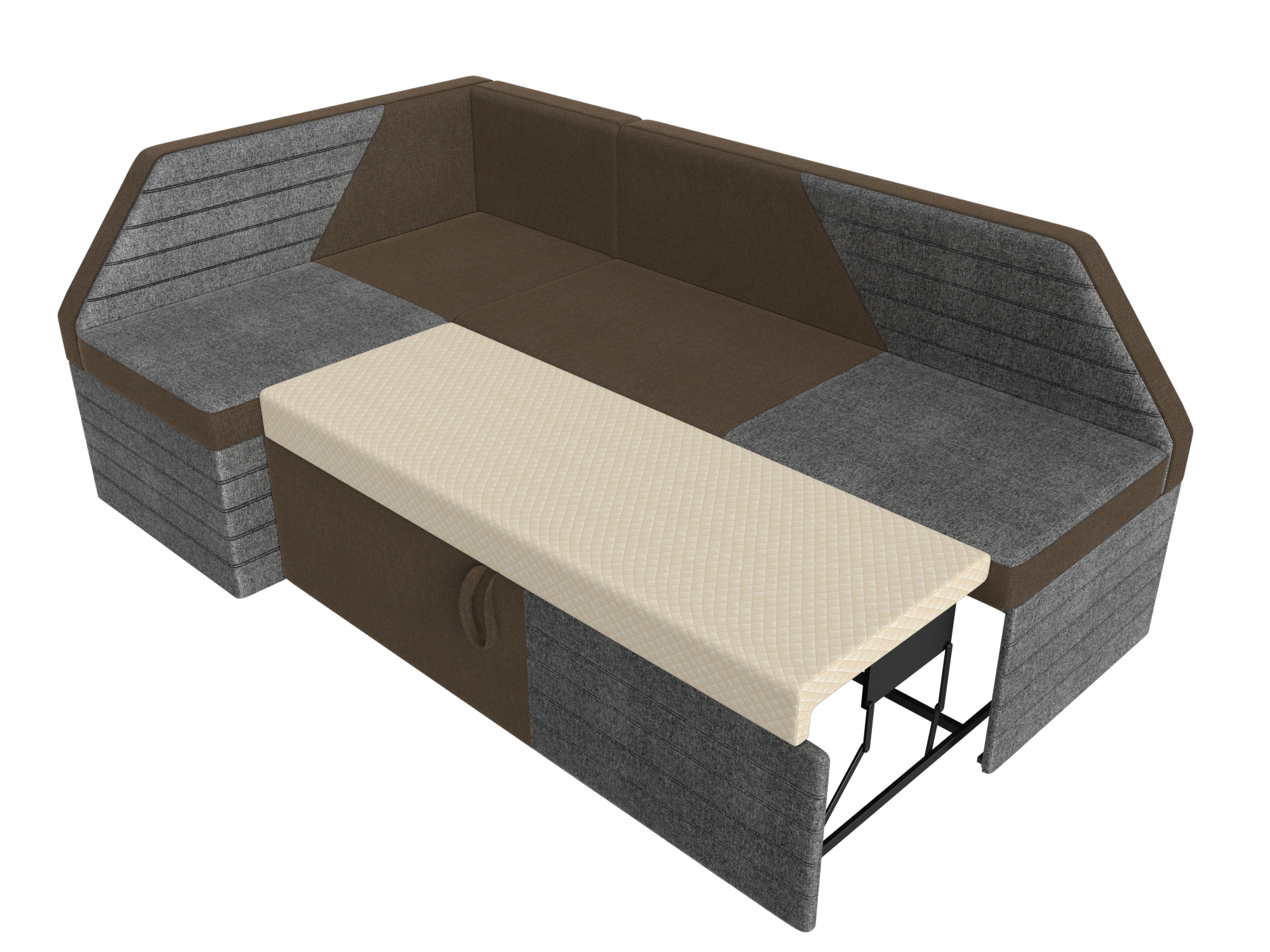 Кухонный угловой диван Дуглас левый угол (Коричневый\Серый)