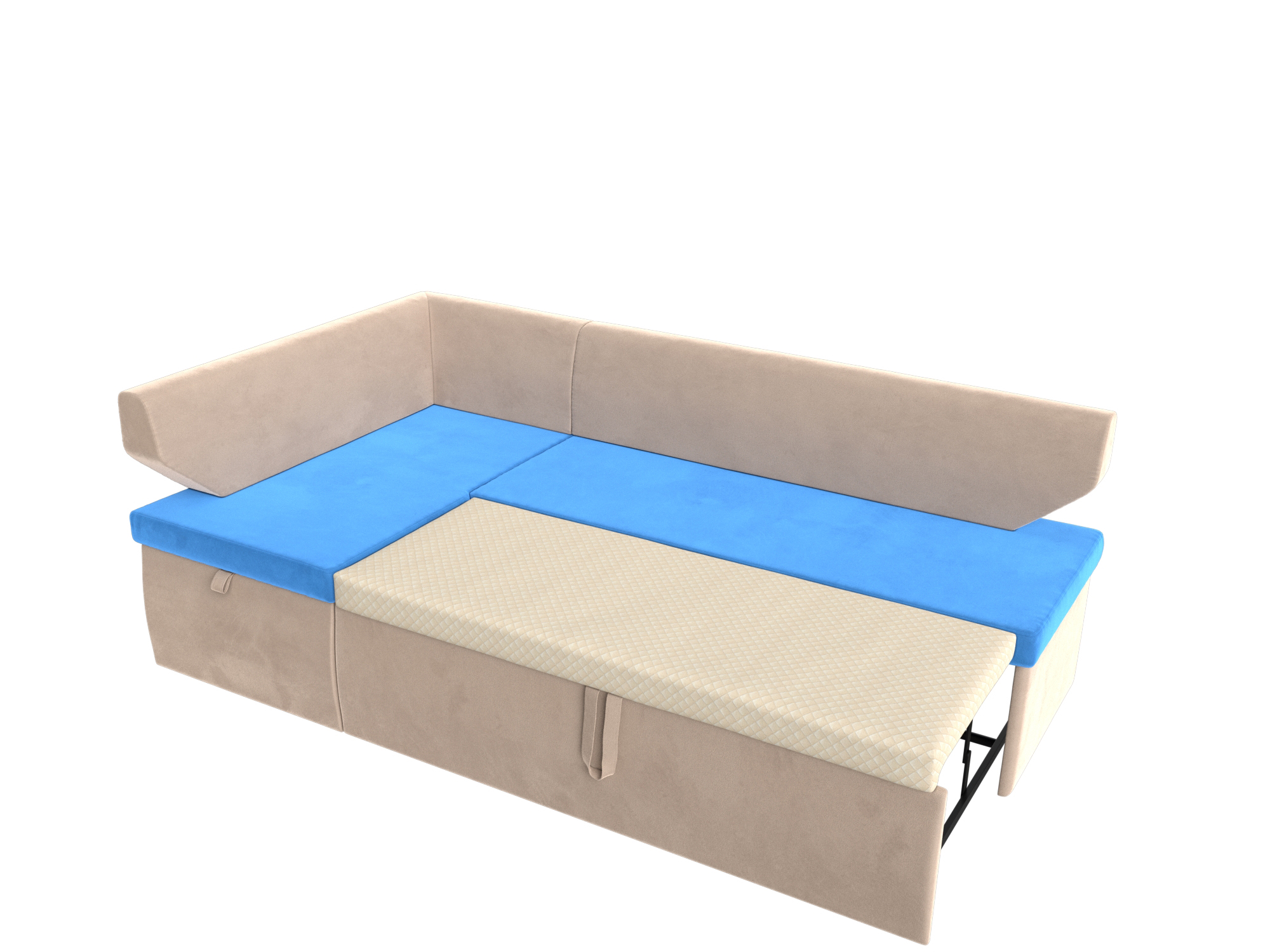 Кухонный угловой диван Омура левый угол (голубой\бежевый)