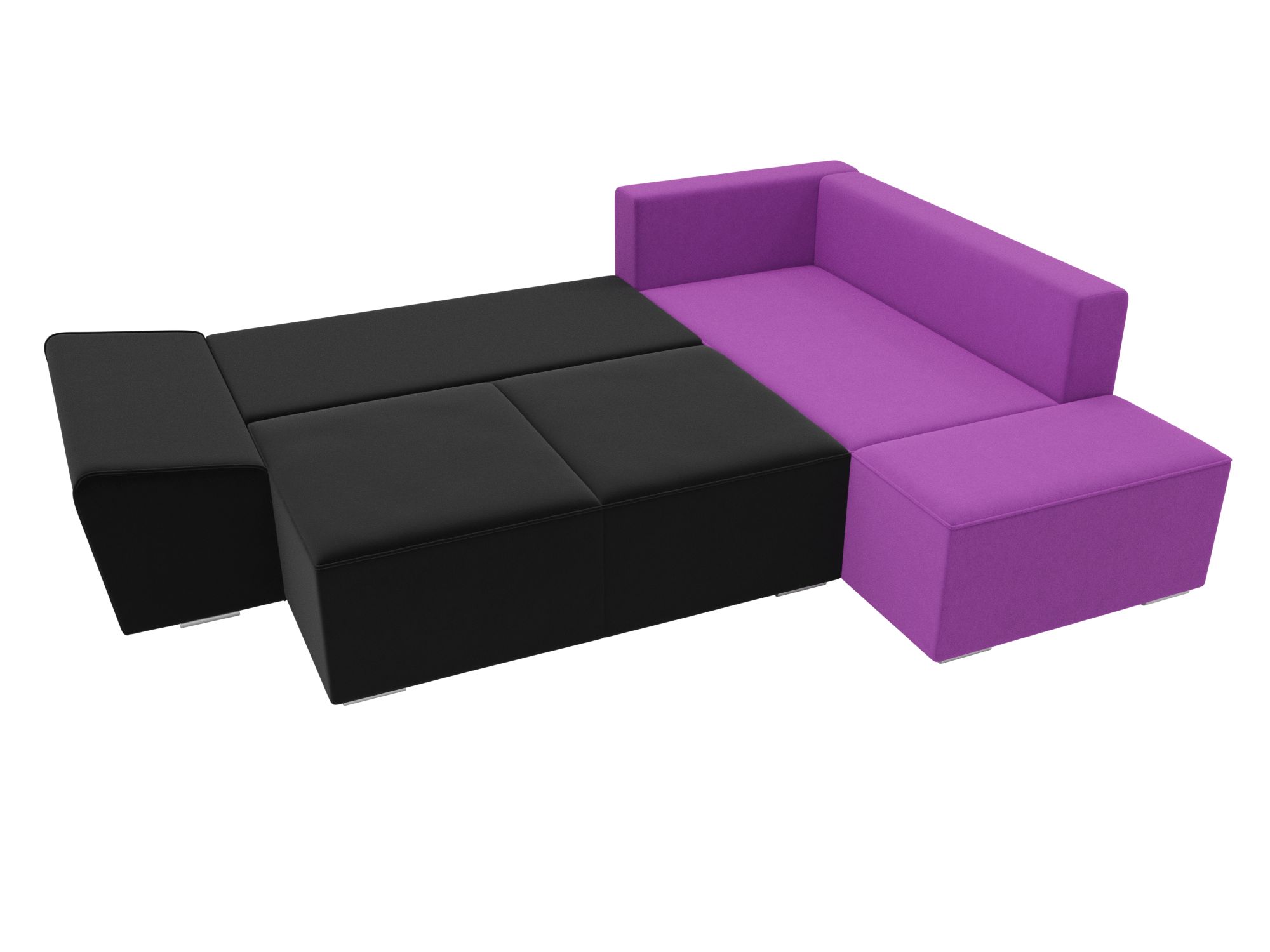 Угловой диван Хьюго правый угол (Черный\Фиолетовый)