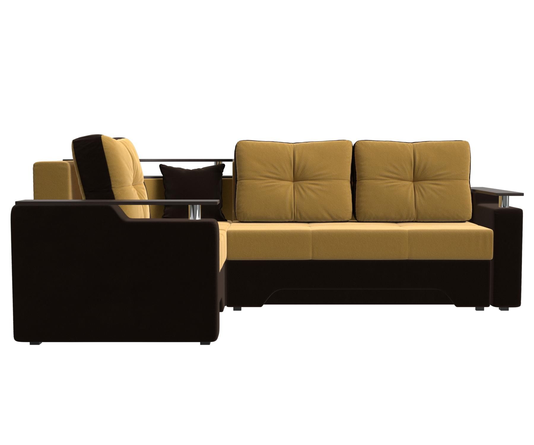 Угловой диван Комфорт левый угол (Желтый\коричневый)