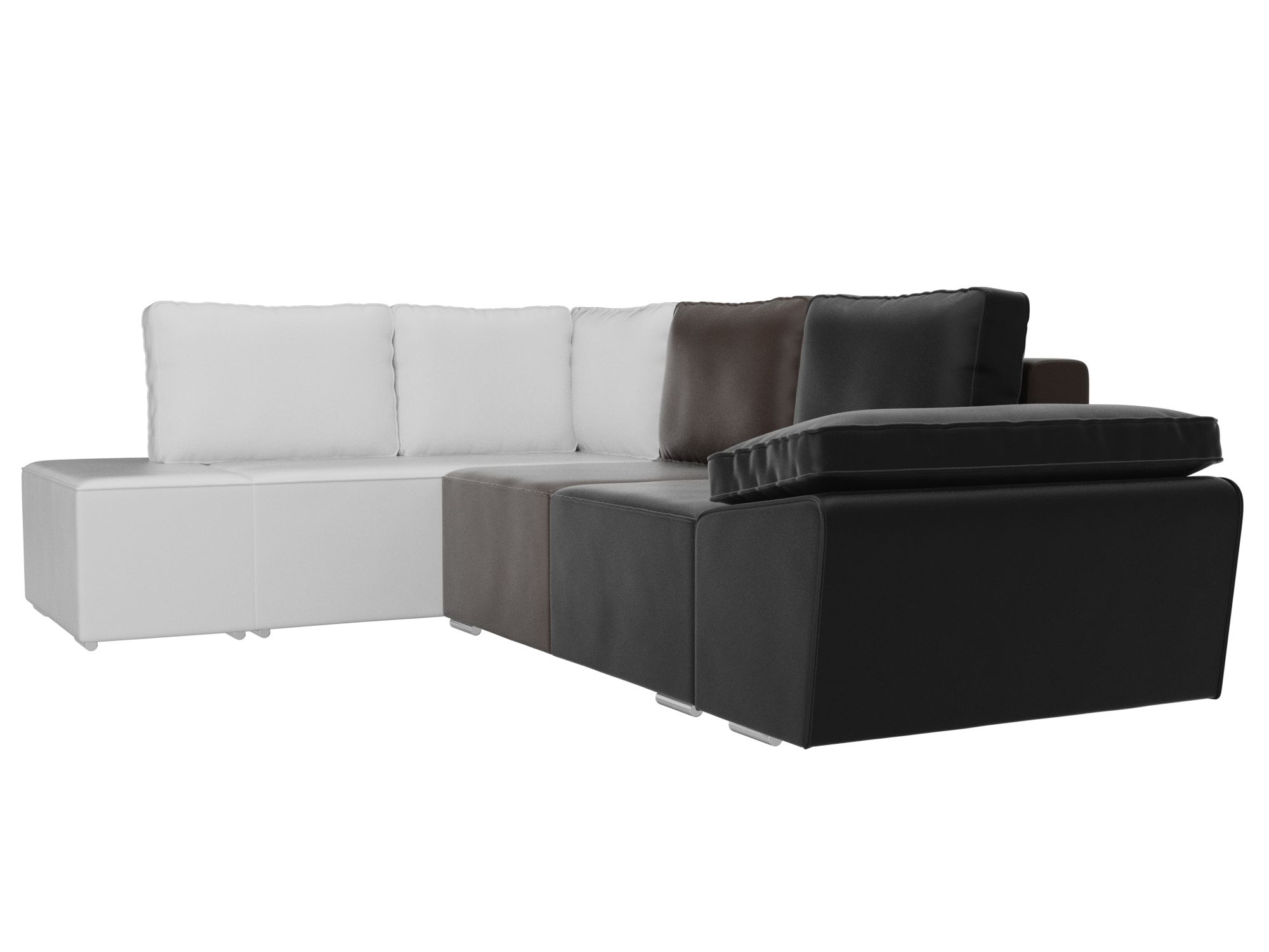 Угловой диван Хьюго левый угол (черный\коричневый\белый)