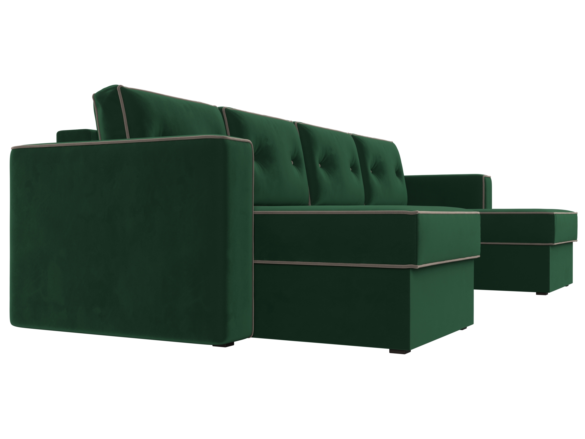 П-образный диван Принстон (Зеленый\Коричневый)