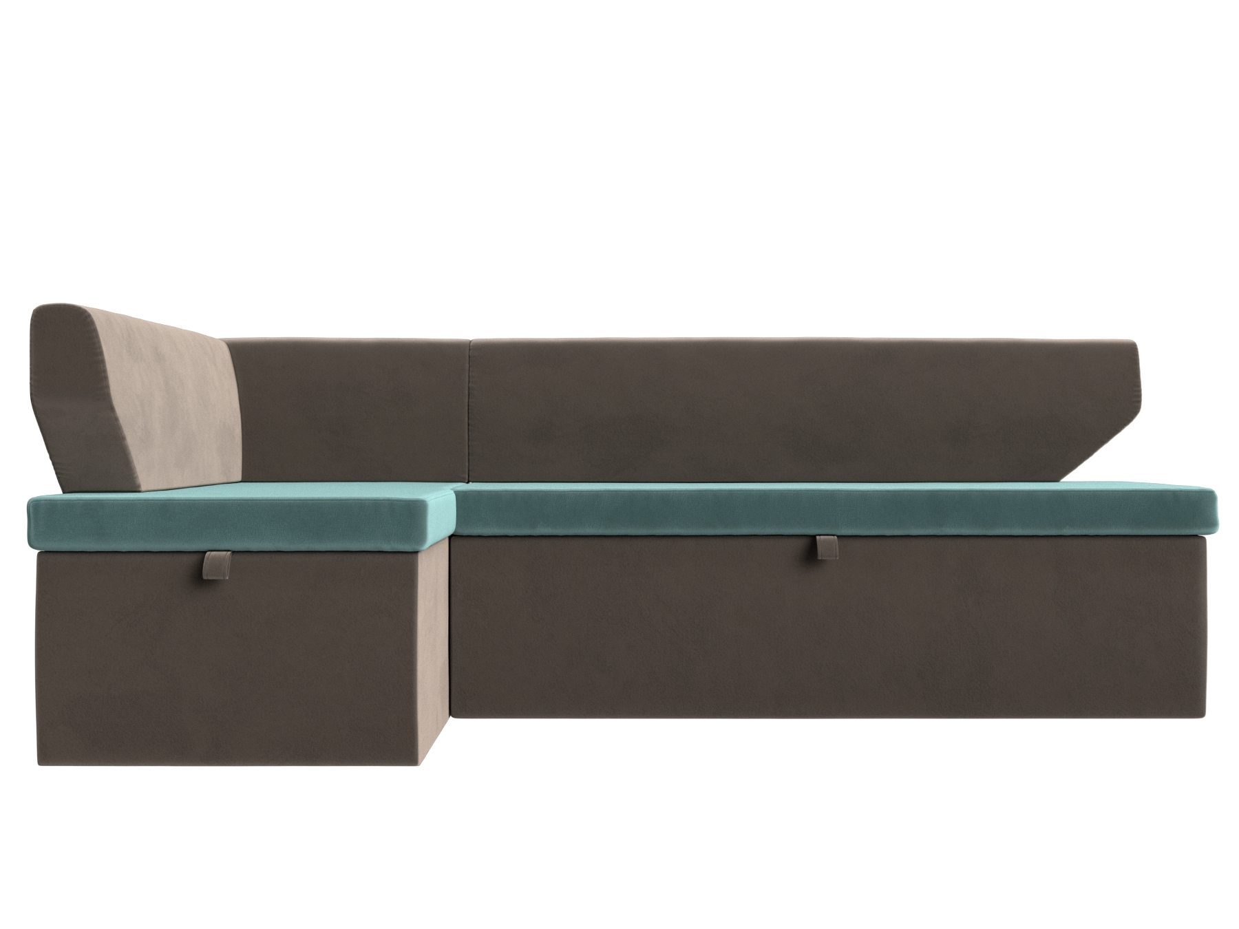 Кухонный угловой диван Омура левый угол (Бирюзовый\Коричневый)