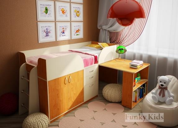 Кровать детская с выдвижным столом Фанки Кидз 10