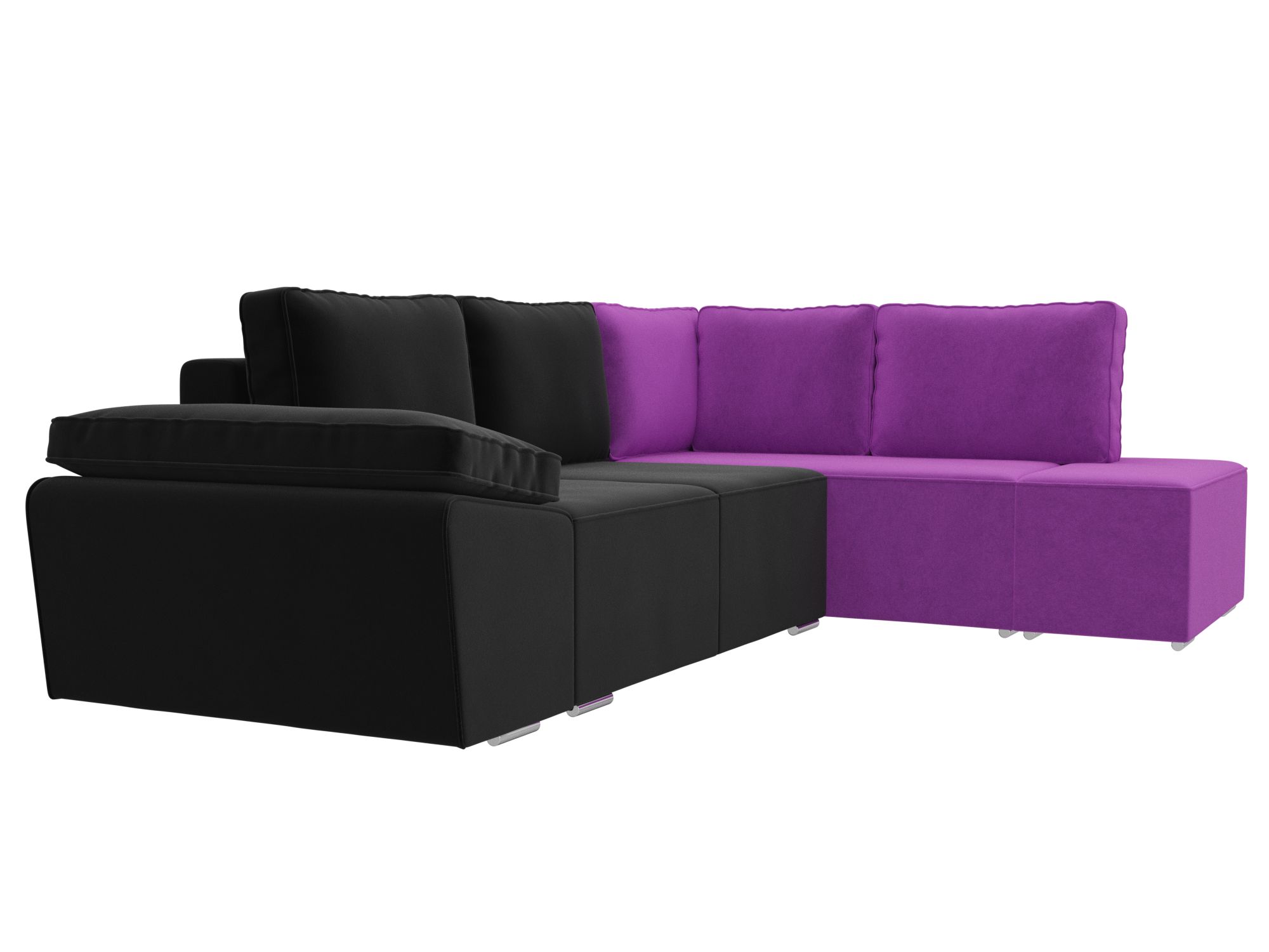 Угловой диван Хьюго правый угол (Черный\Фиолетовый)