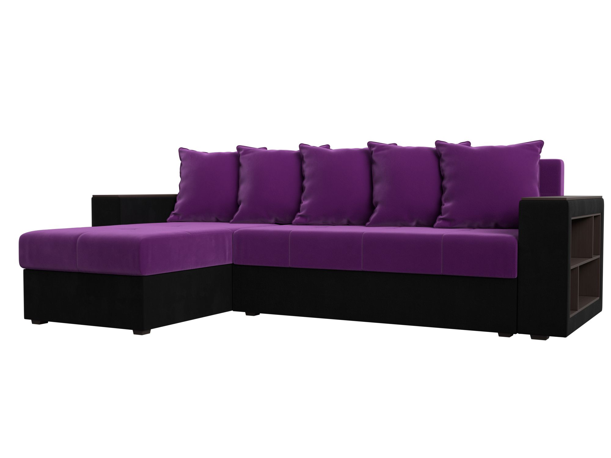 Угловой диван Дубай Лайт левый угол (Фиолетовый\Черный)