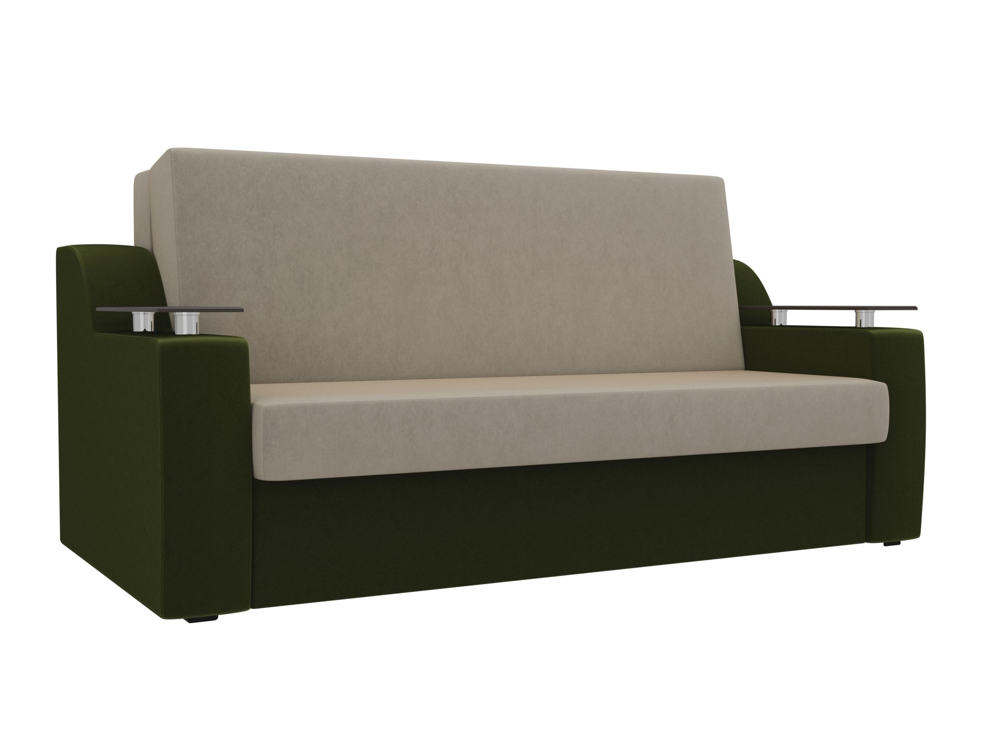Прямой диван аккордеон Сенатор 160 (Бежевый\Зеленый)