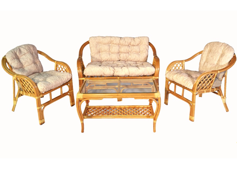 Комплект мебели из ротанга "Маркос": прямоугольный стол + диван + 2 кресла