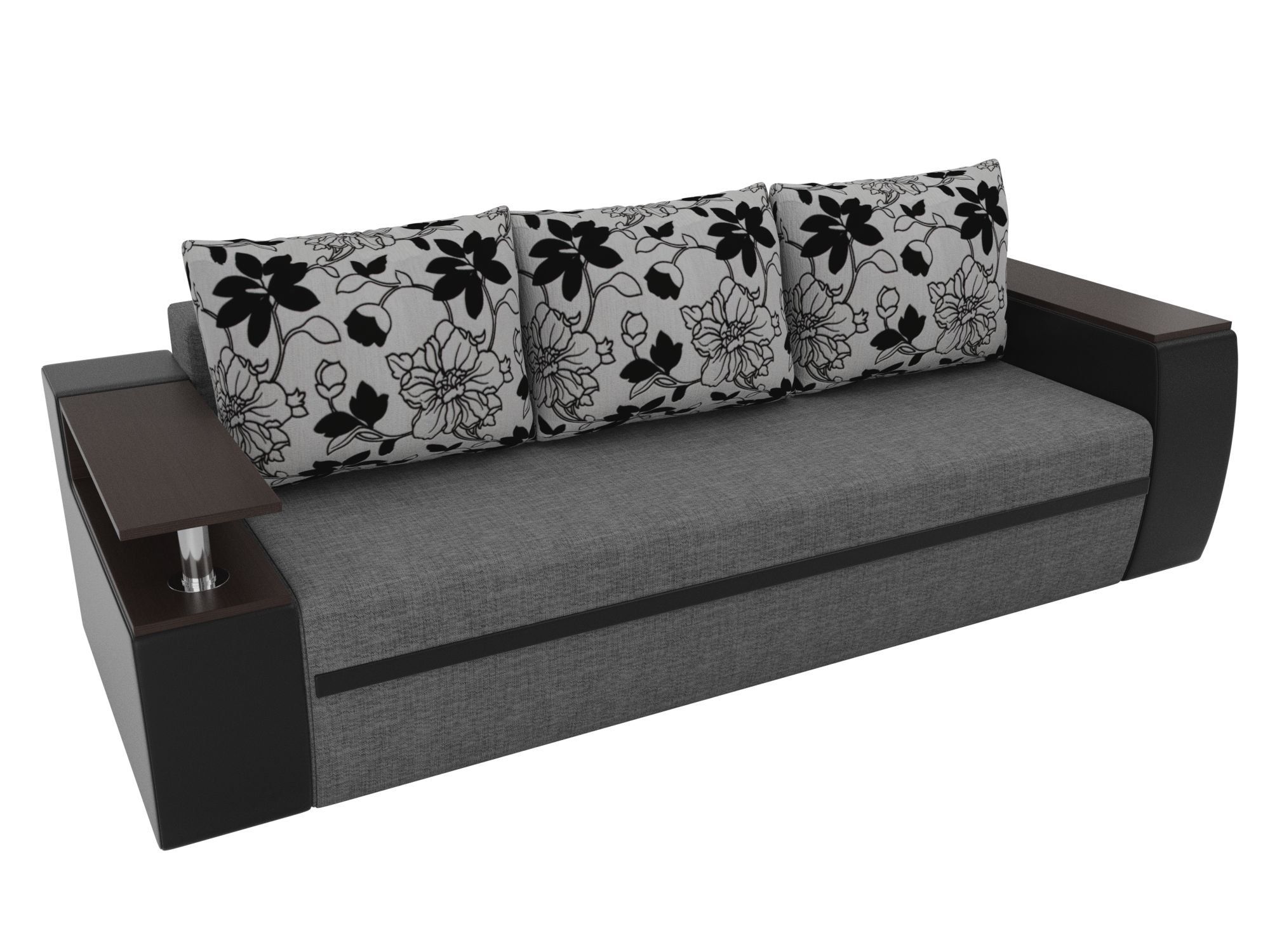 Прямой диван Ричмонд (Серый\Черный\Цветы)