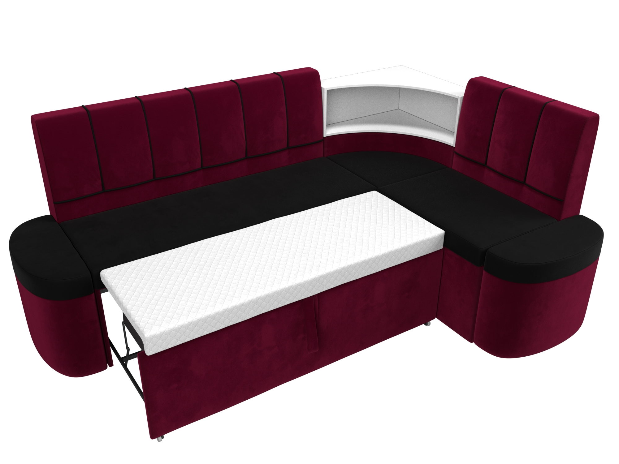 Кухонный угловой диван Тефида правый угол (Черный\Бордовый)