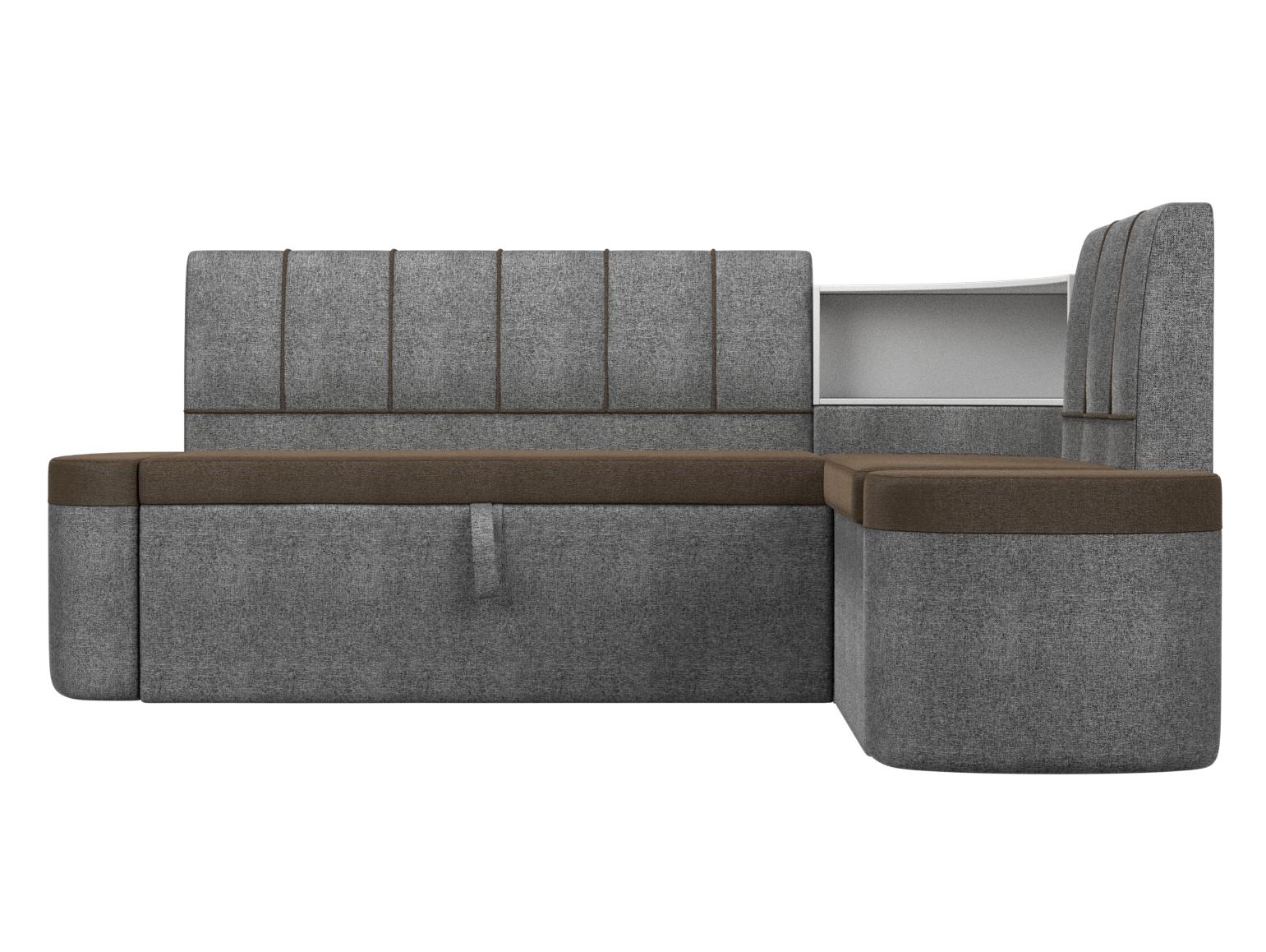 Кухонный угловой диван Тефида правый угол (Коричневый\Серый)