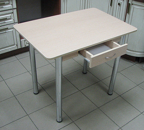 Стол прямоугольный с ящиком 900*600 (дуб сонома), ножки хром