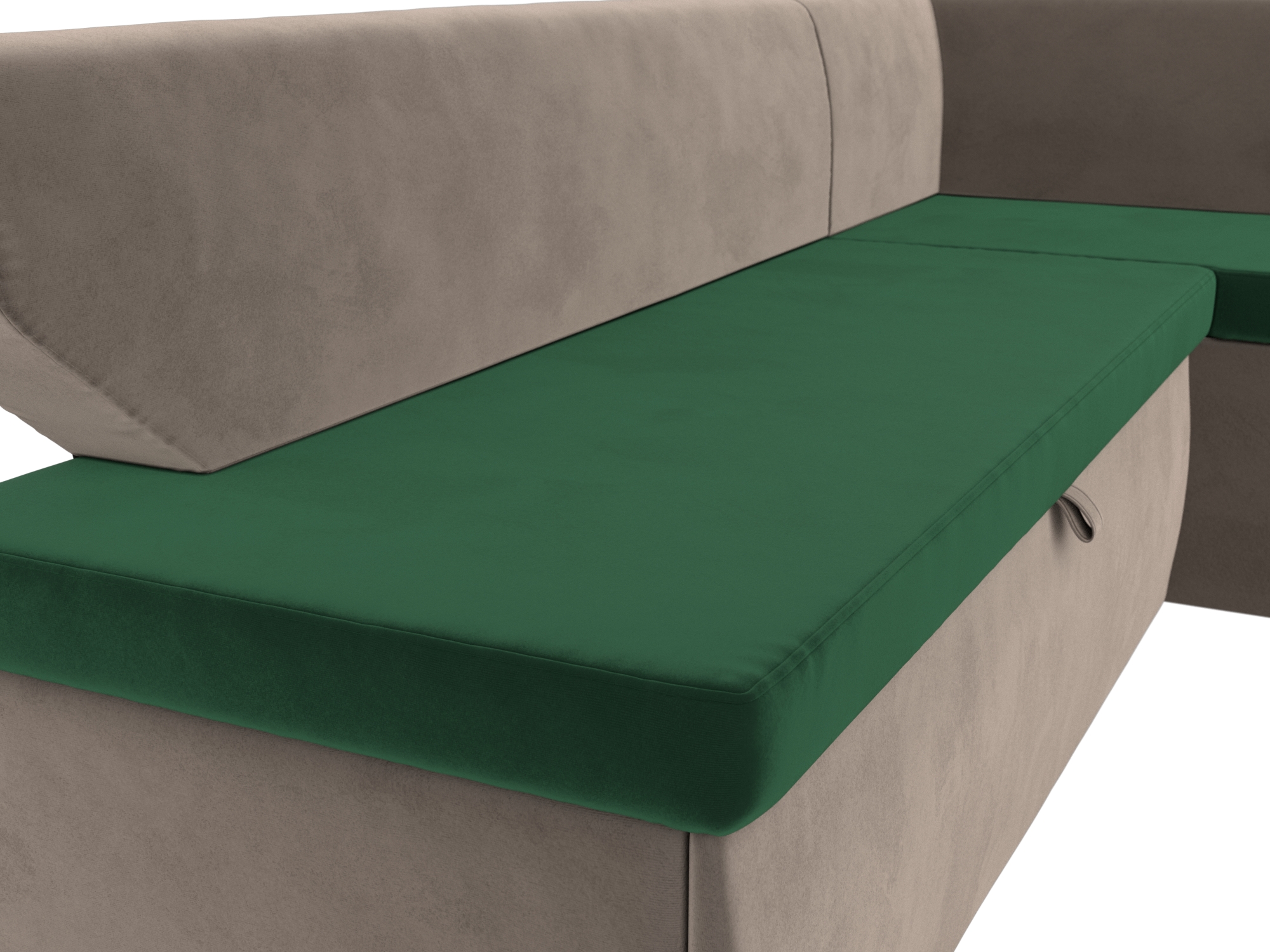 Кухонный угловой диван Омура правый угол (Зеленый\Коричневый)