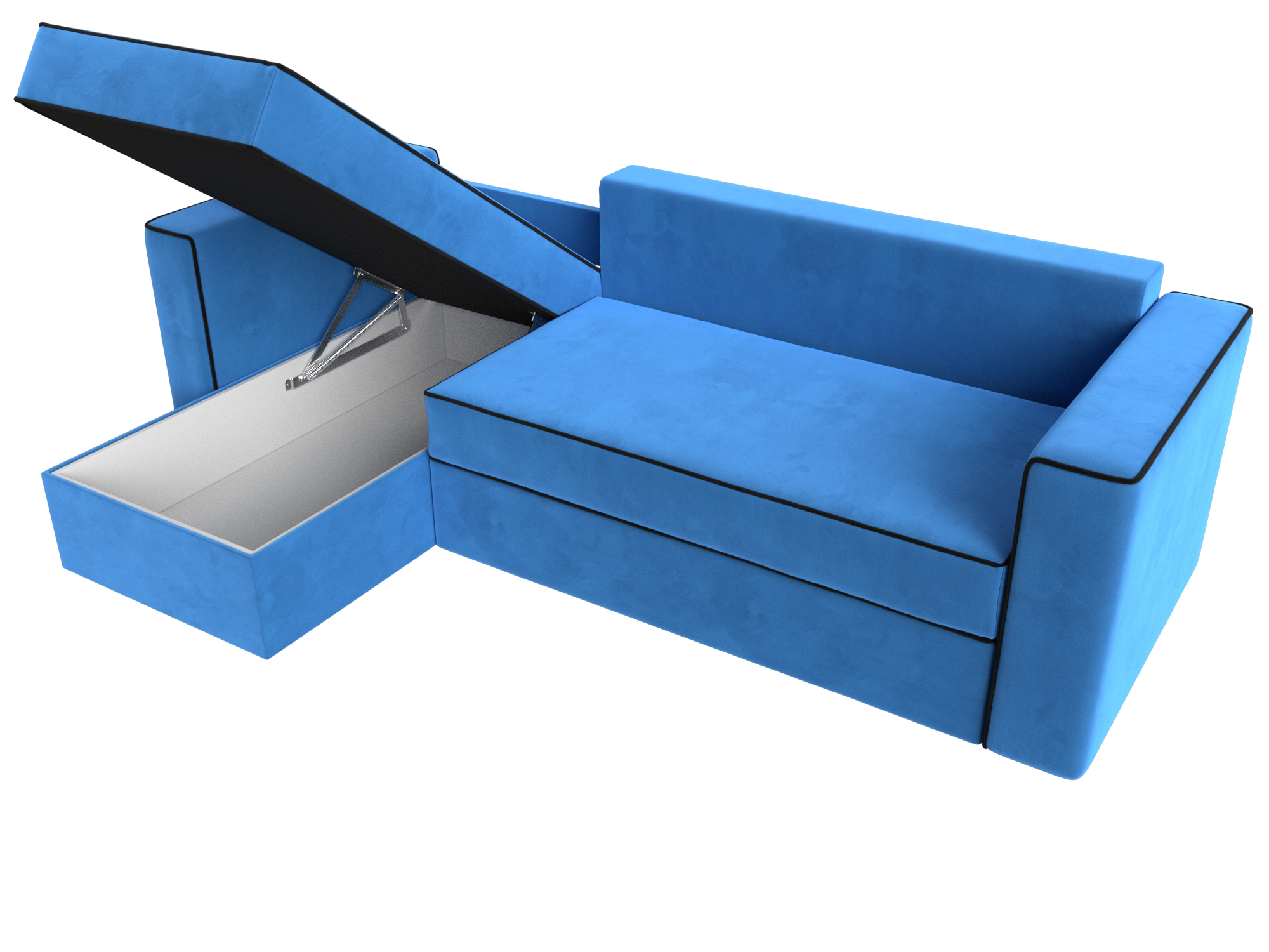 Угловой диван Принстон левый угол (Голубой\Черный)