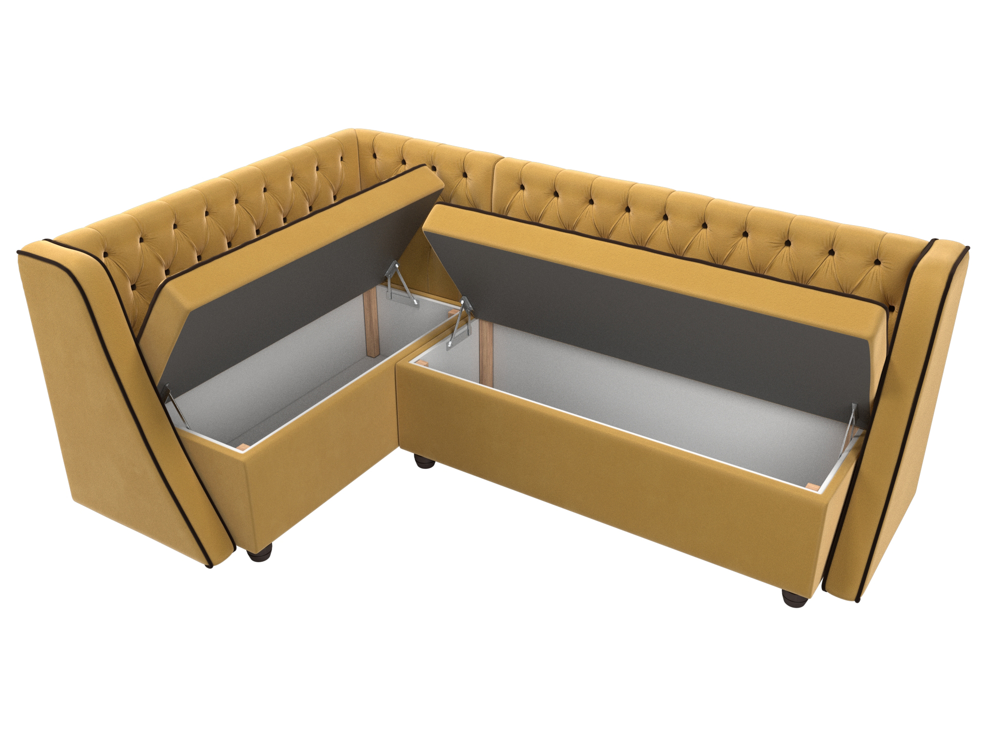 Кухонный угловой диван Лофт левый угол (Желтый\коричневый)