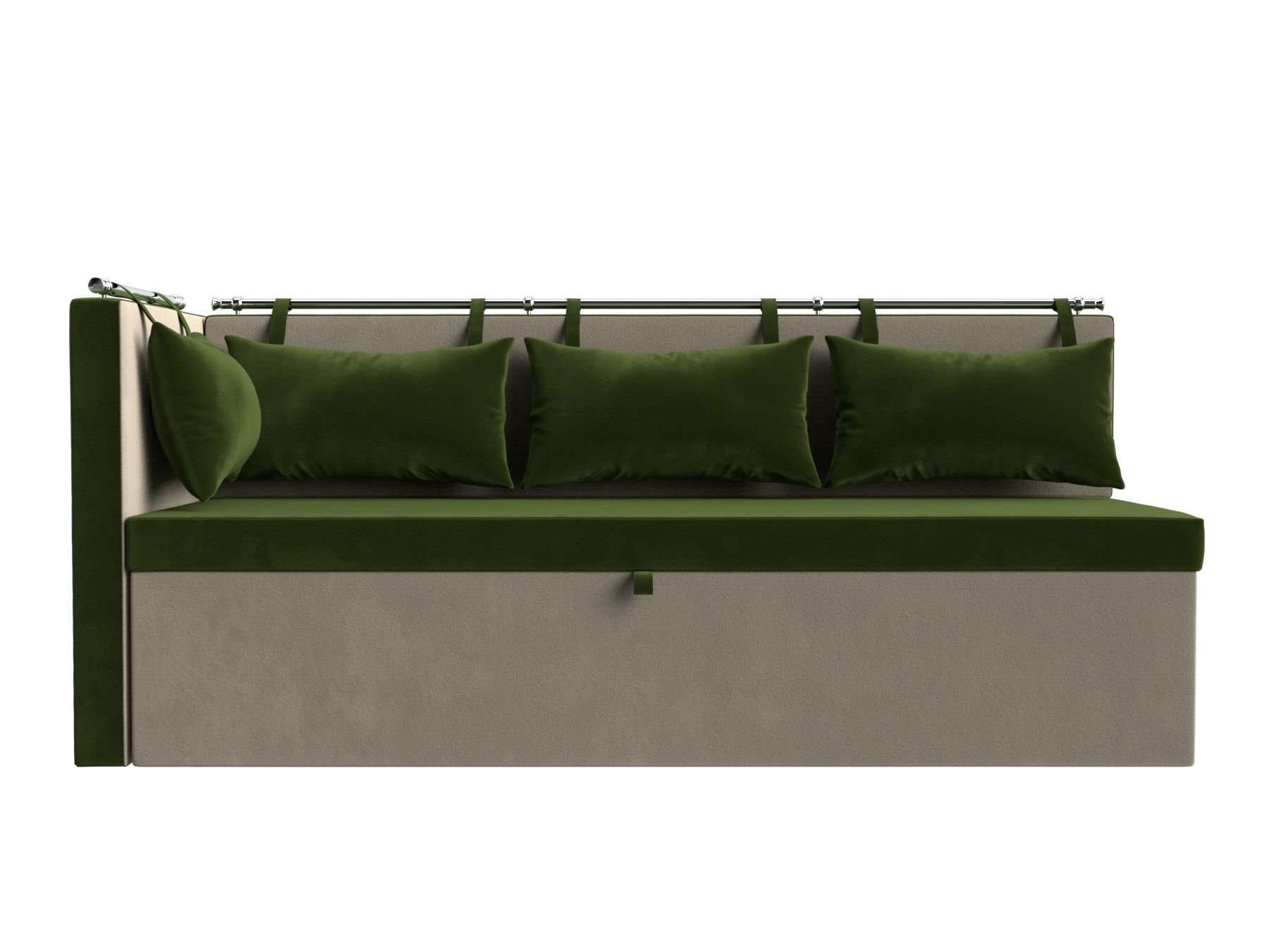 Кухонный диван Метро с углом слева (Зеленый\Бежевый)