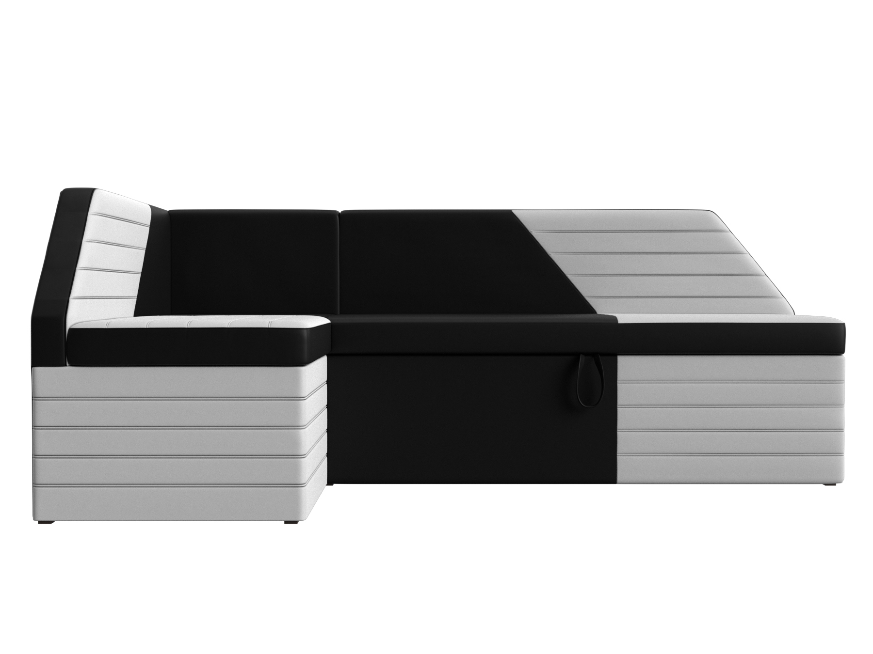 Кухонный угловой диван Дуглас левый угол (Черный\Белый)