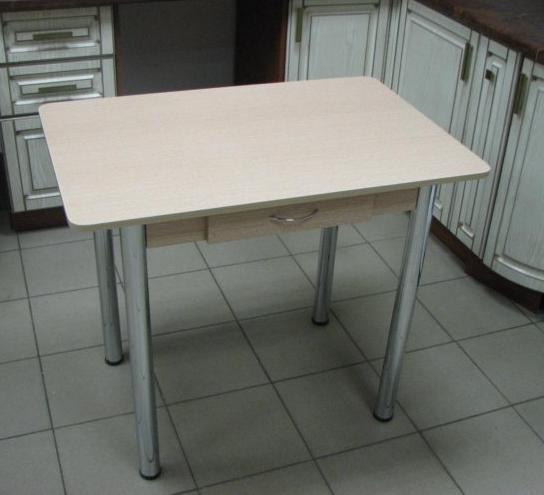 Стол прямоугольный с ящиком 900*600 (дуб сонома), ножки хром