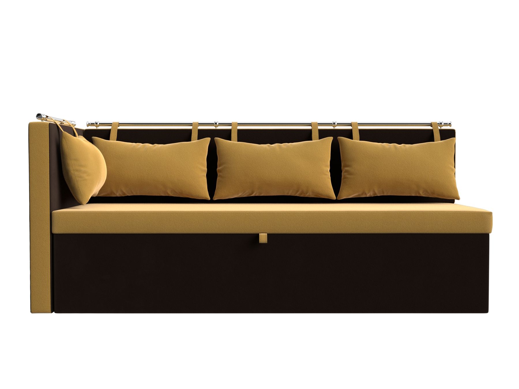 Кухонный диван Метро с углом слева (Желтый\коричневый)