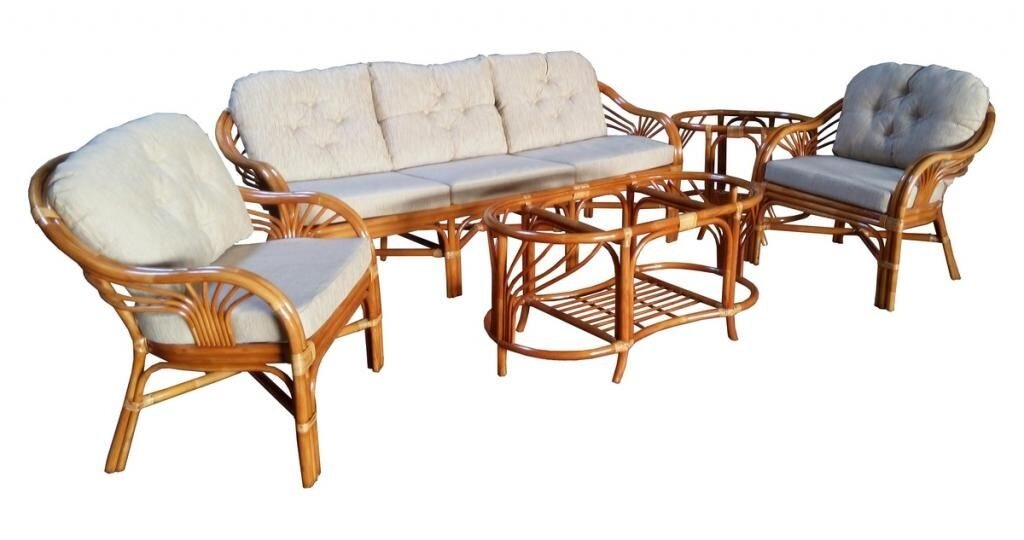 Комплект мебели из ротанга 01/14: 3х местный диван+2 кресла+столик