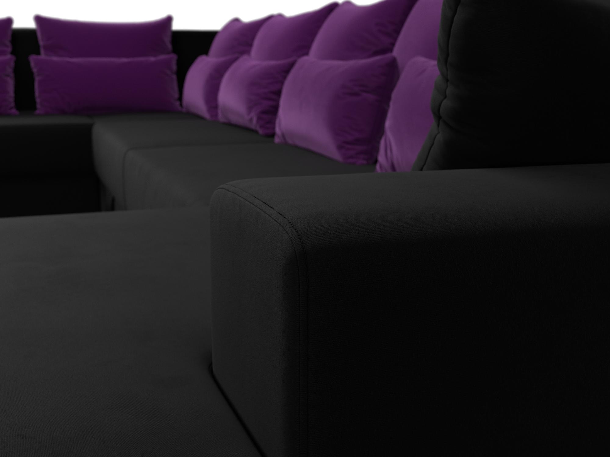 П-образный диван Майами правый угол (Черный\Фиолетовый\Фиолетовый)