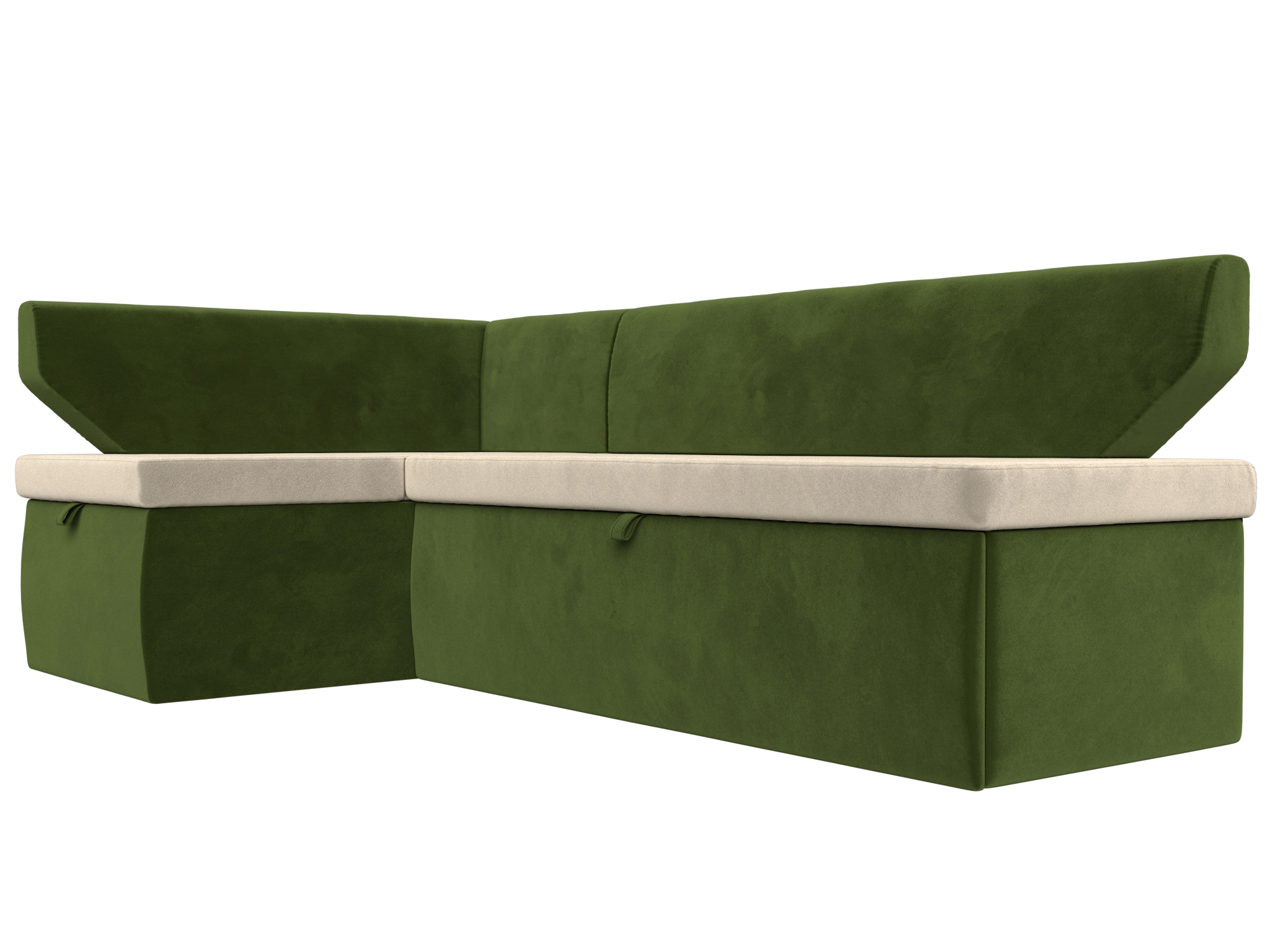 Кухонный угловой диван Омура левый угол (Бежевый\Зеленый)