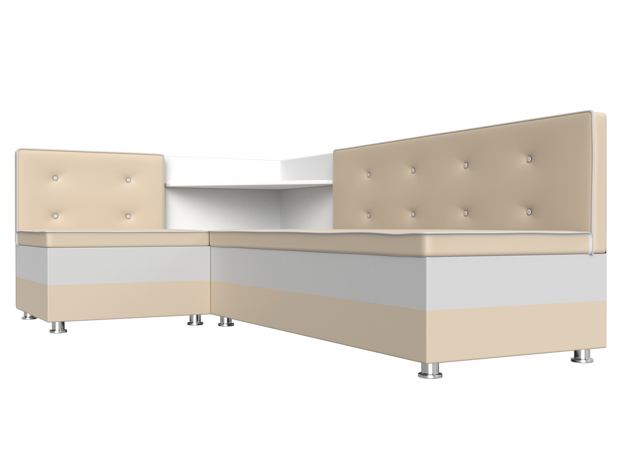 Кухонный угловой диван Милан левый угол (Бежевый\Белый)