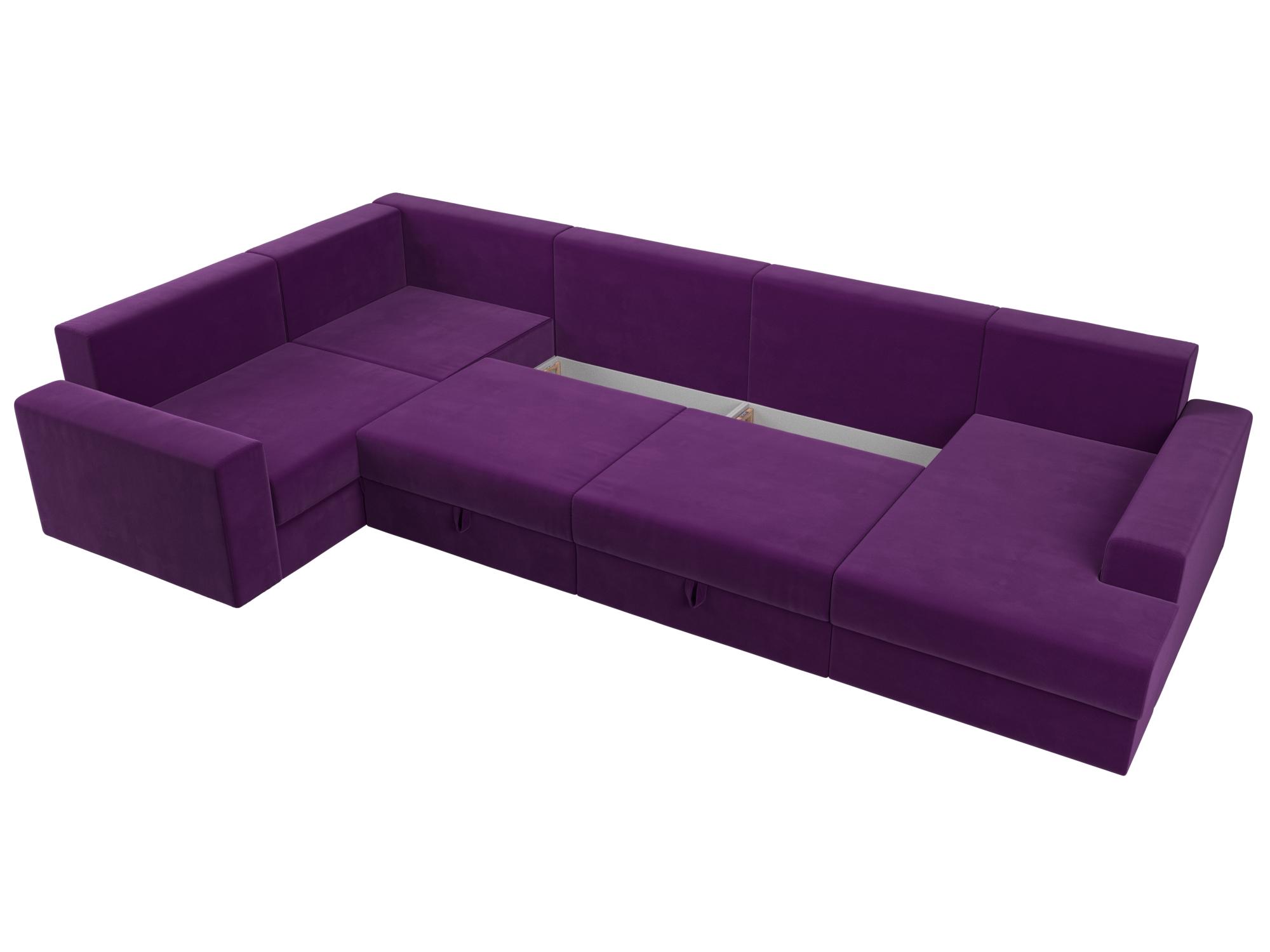 П-образный диван Майами правый угол (Фиолетовый\Черный\Черный)