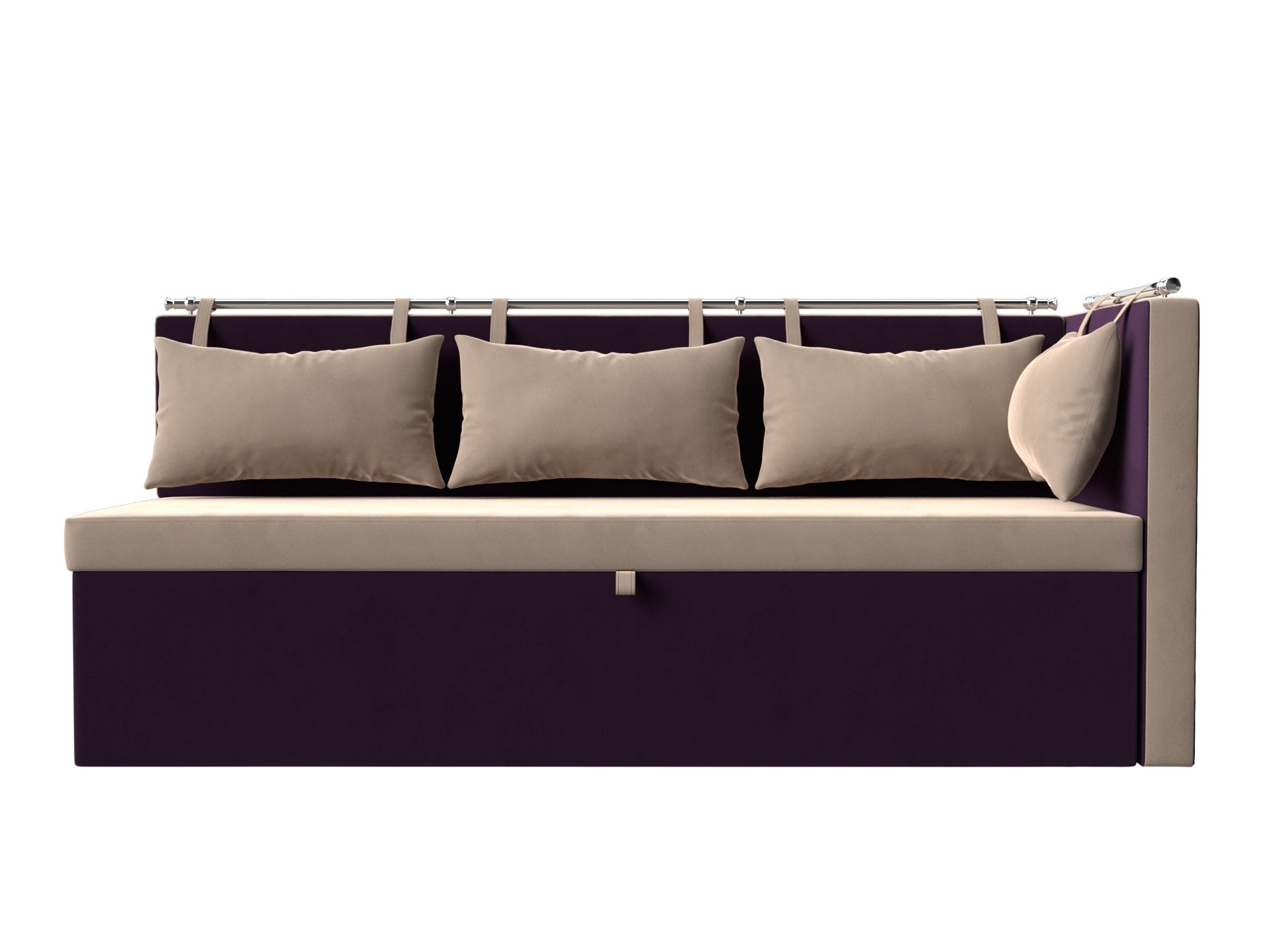Кухонный диван Метро с углом справа (Бежевый\Фиолетовый)