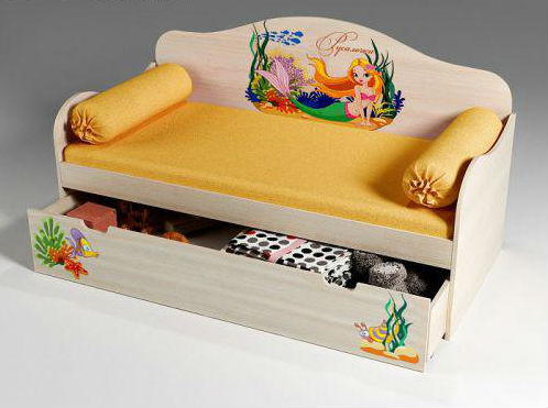 Детская низкая кровать Русалочка с ящиком 40013