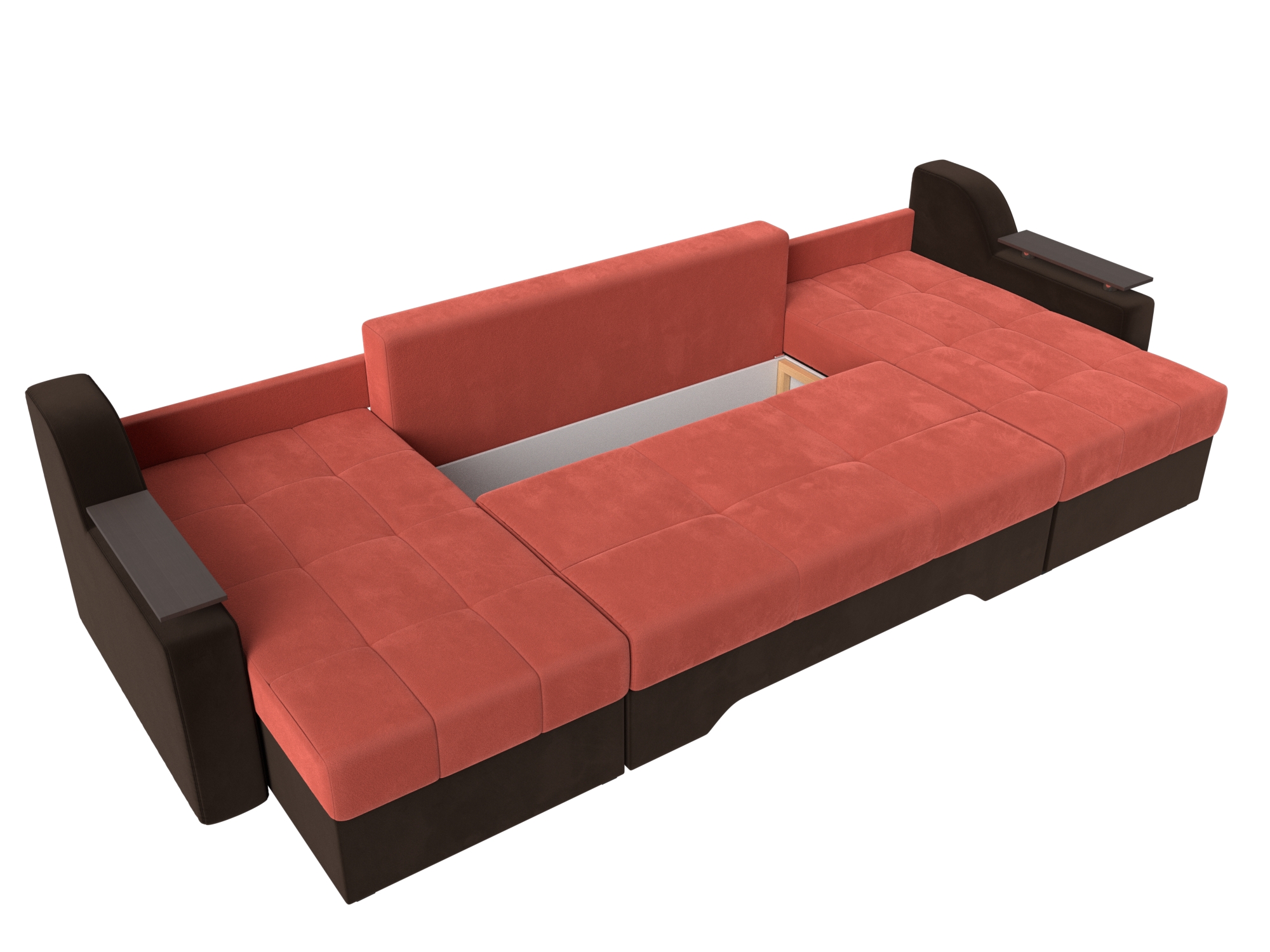 П-образный диван Сенатор (Коралловый\Коричневый)
