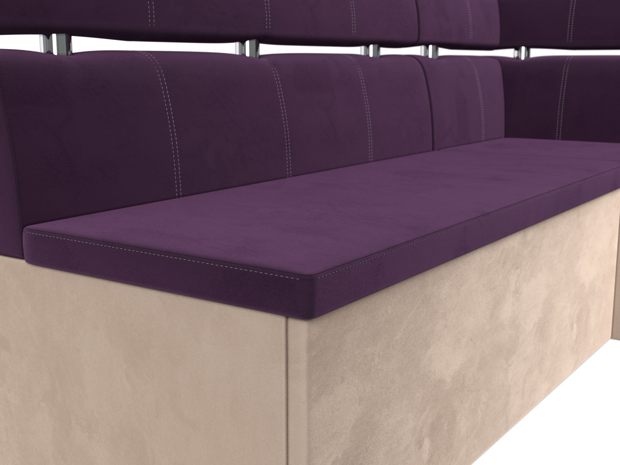 Кухонный угловой диван Классик правый 
угол (Фиолетовый\Бежевый)