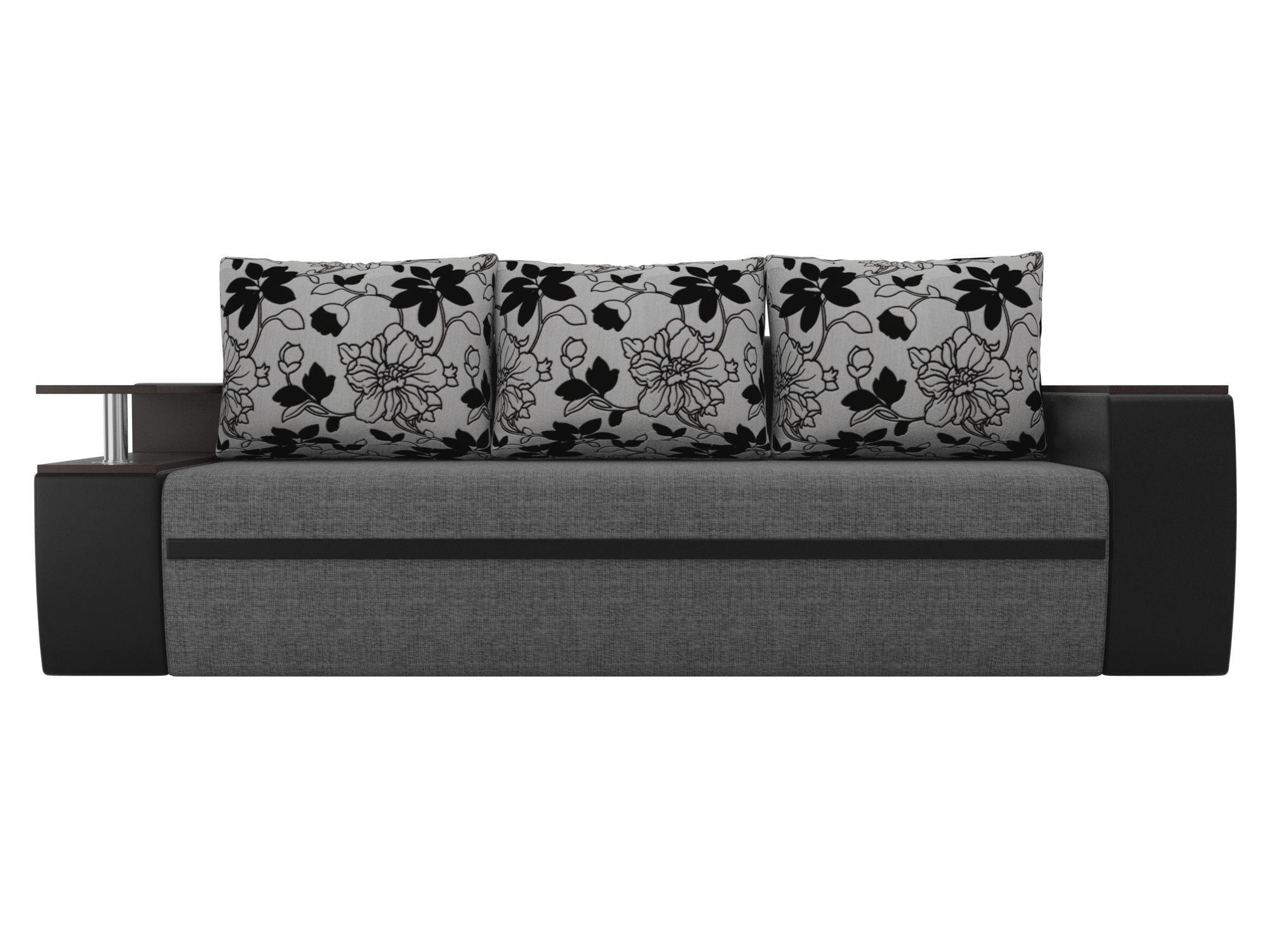 Прямой диван Ричмонд (Серый\Черный\Цветы)