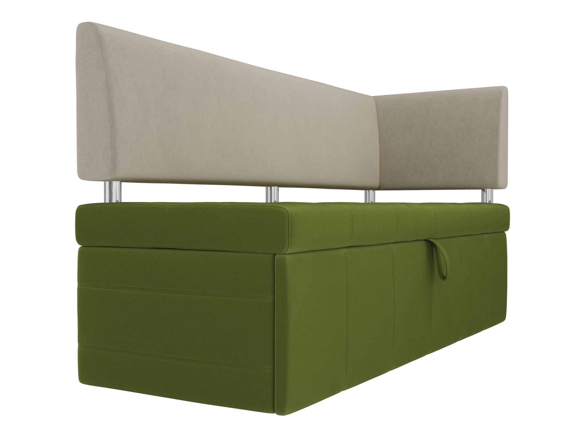 Кухонный прямой диван Стоун с углом правый (Зеленый\Бежевый)
