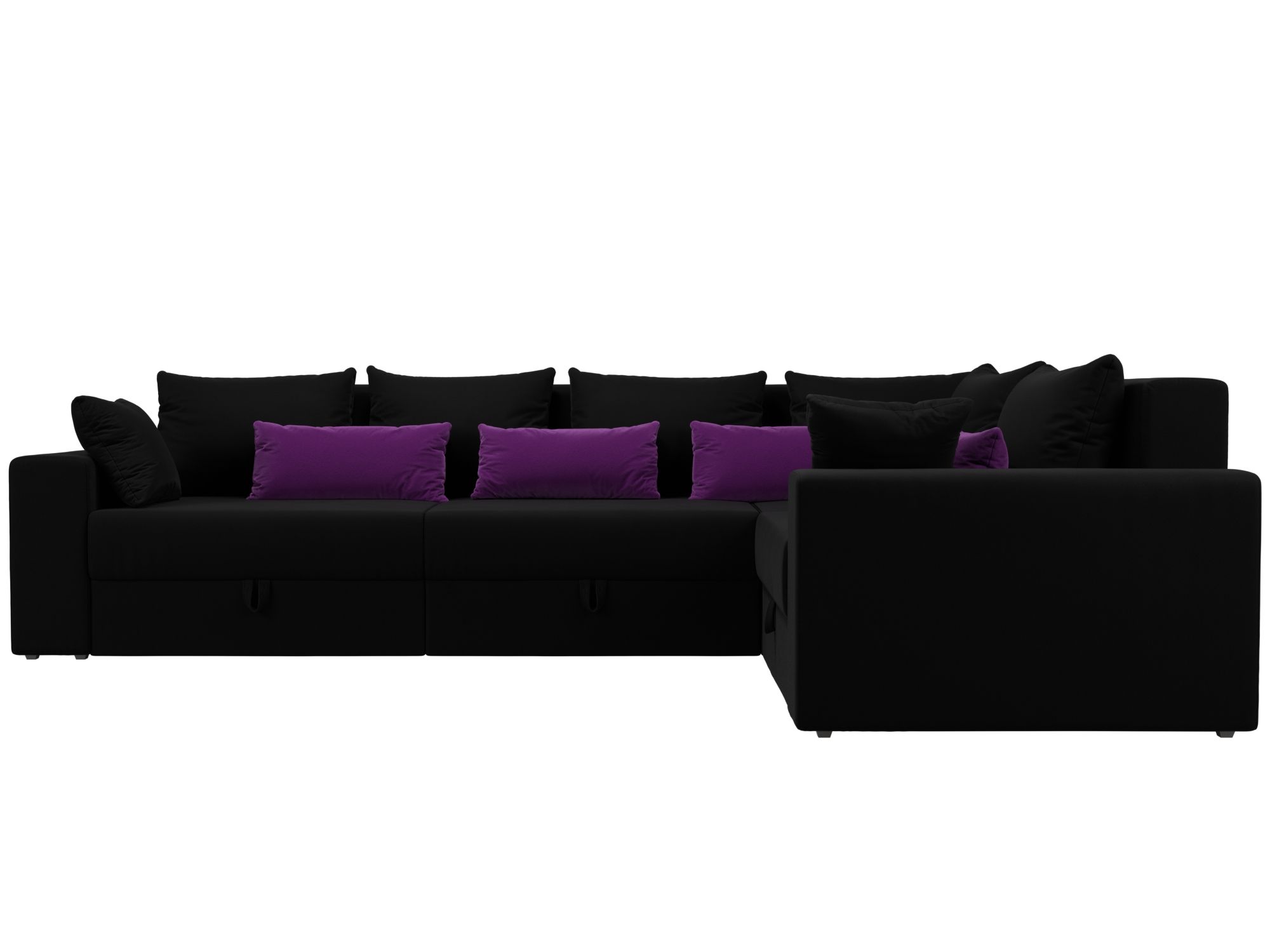 Угловой диван Майами Long правый угол (Черный\Черный\Фиолетовый)