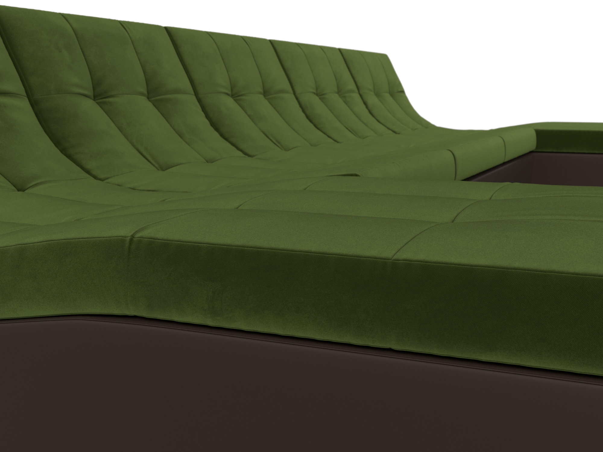 П-образный модульный диван Монреаль Long (Зеленый\Коричневый)