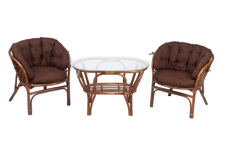 Комплект Багама дуэт с коричневыми подушками и овальным столом