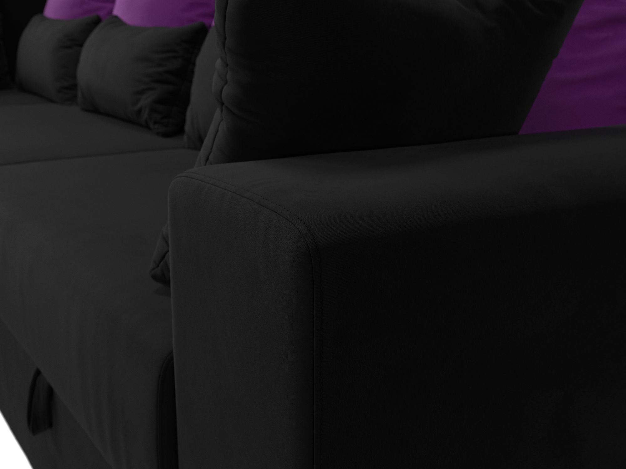 Угловой диван Майами Long левый угол (Черный\Фиолетовый\Черный)