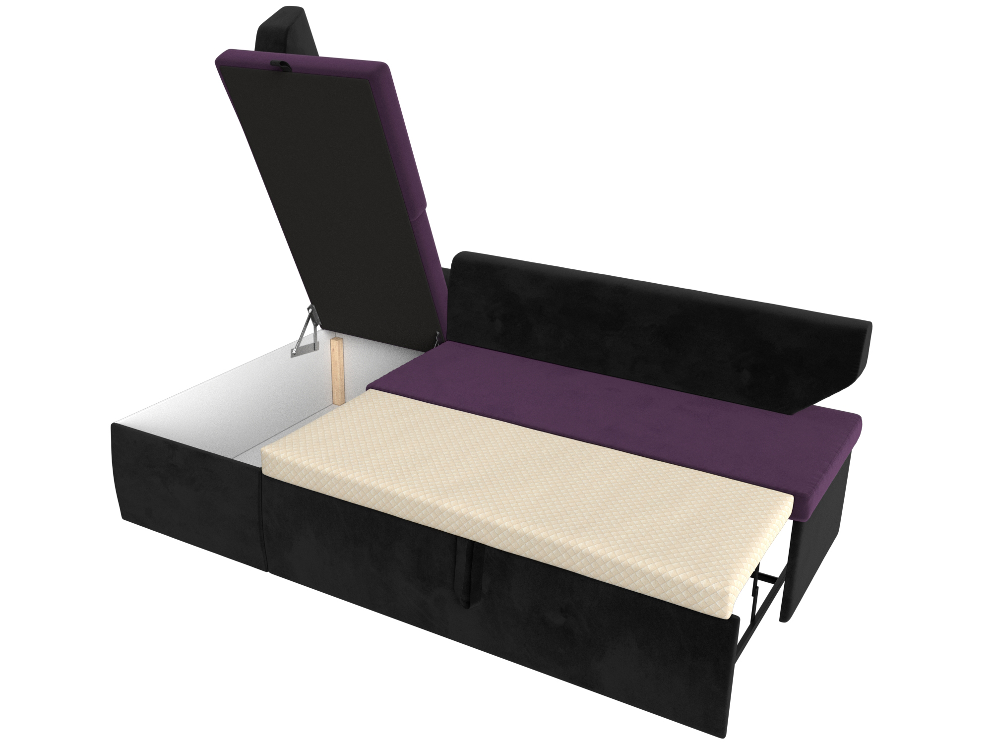 Кухонный угловой диван Омура левый угол (Фиолетовый\Черный)