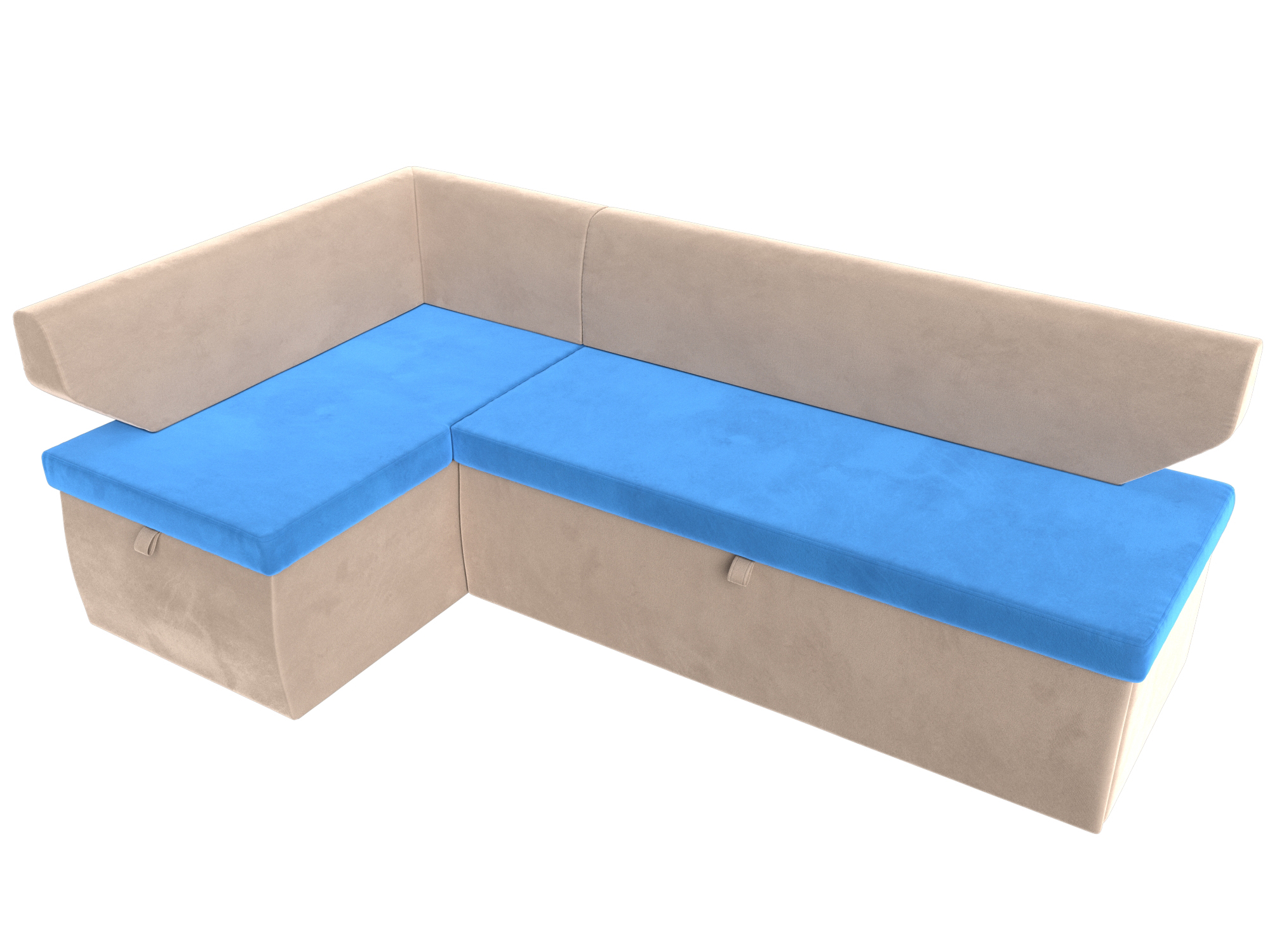 Кухонный угловой диван Омура левый угол (голубой\бежевый)
