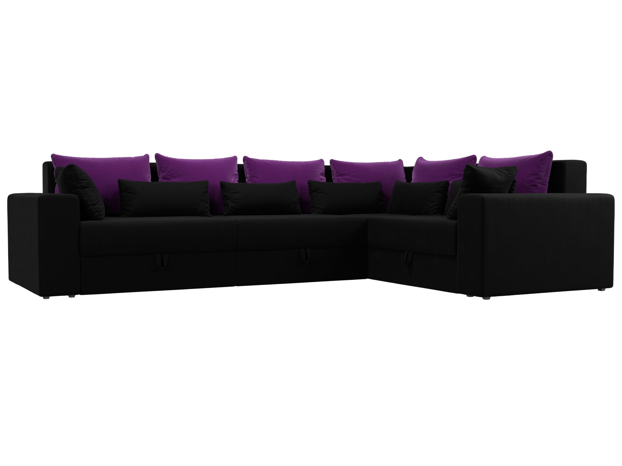 Угловой диван Майами Long правый угол (Черный\Фиолетовый\Черный)