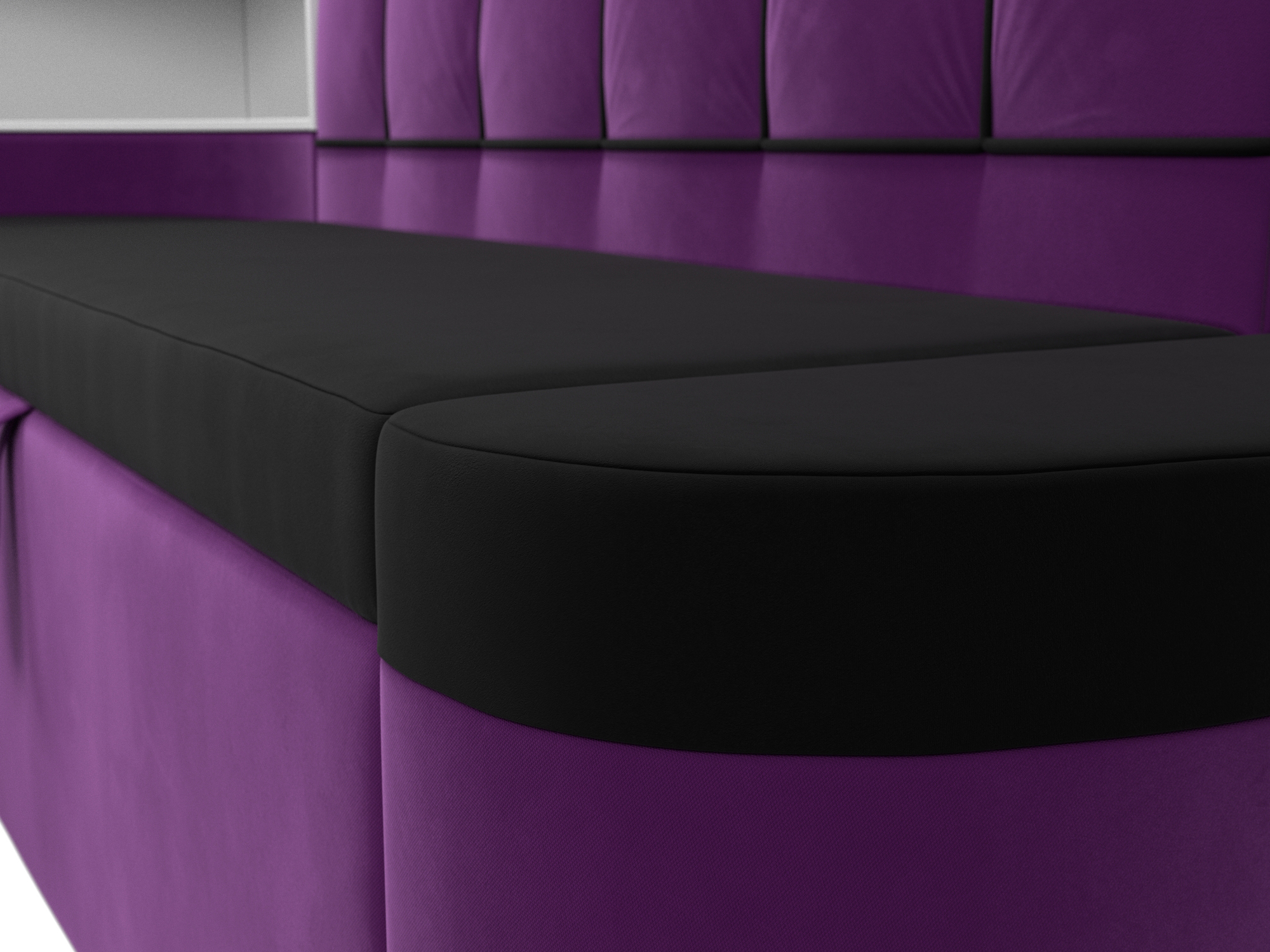Кухонный угловой диван Тефида левый угол (Черный\Фиолетовый)