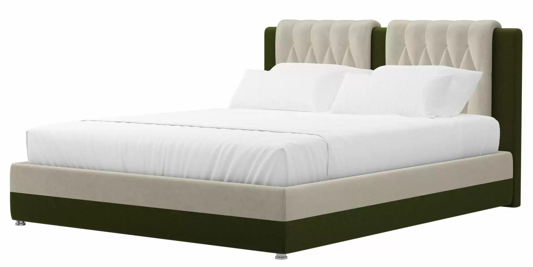 Интерьерная кровать Камилла (Бежевый\Зеленый)