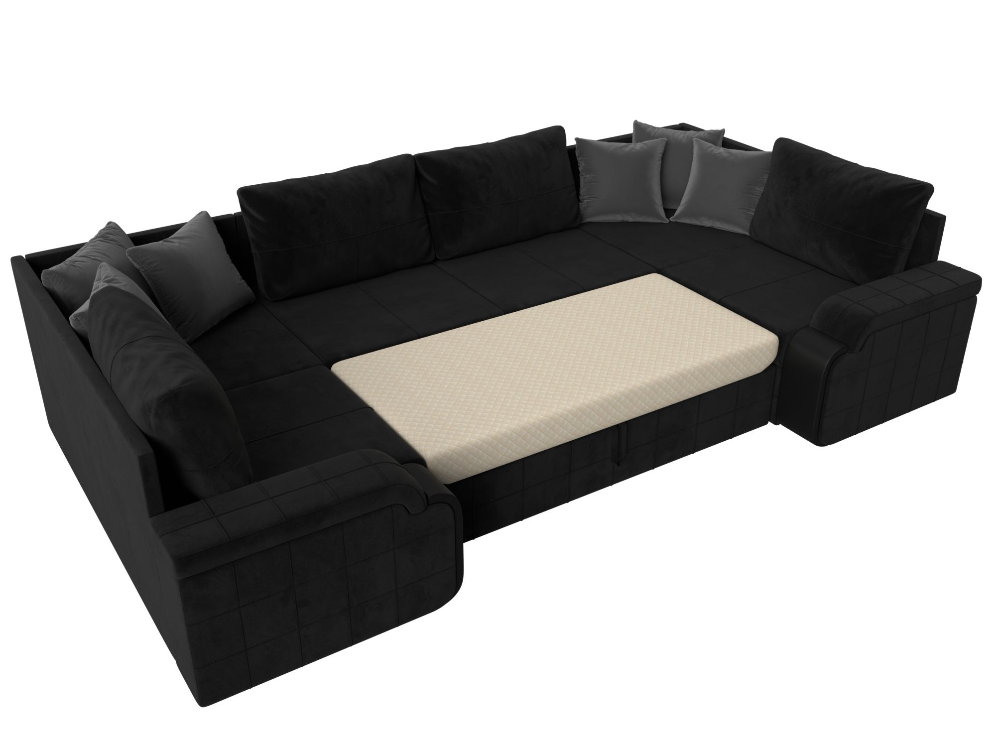 П-образный диван Николь (Черный\Черный\Серый)