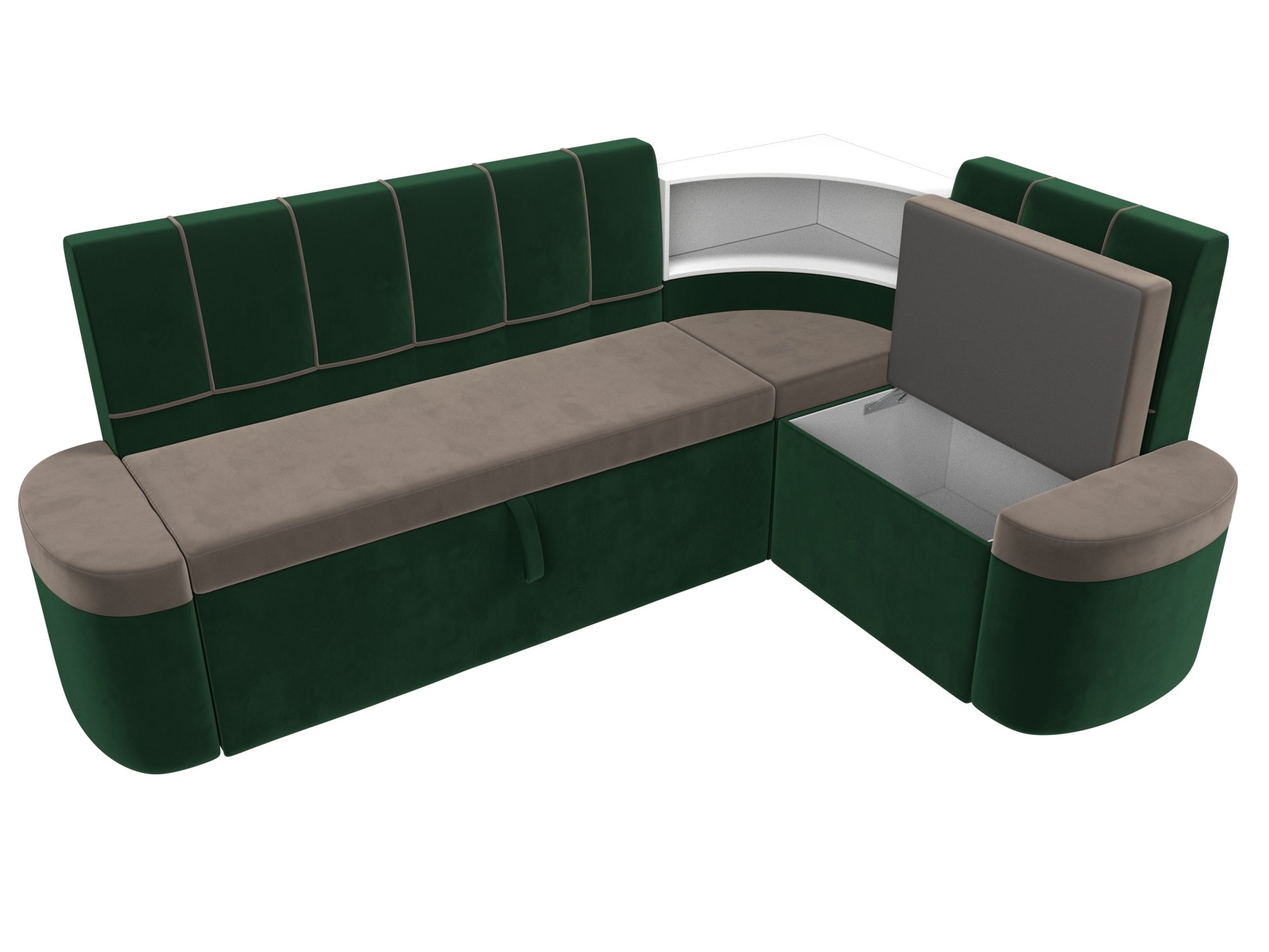 Кухонный угловой диван Тефида правый угол (Коричневый\Зеленый)