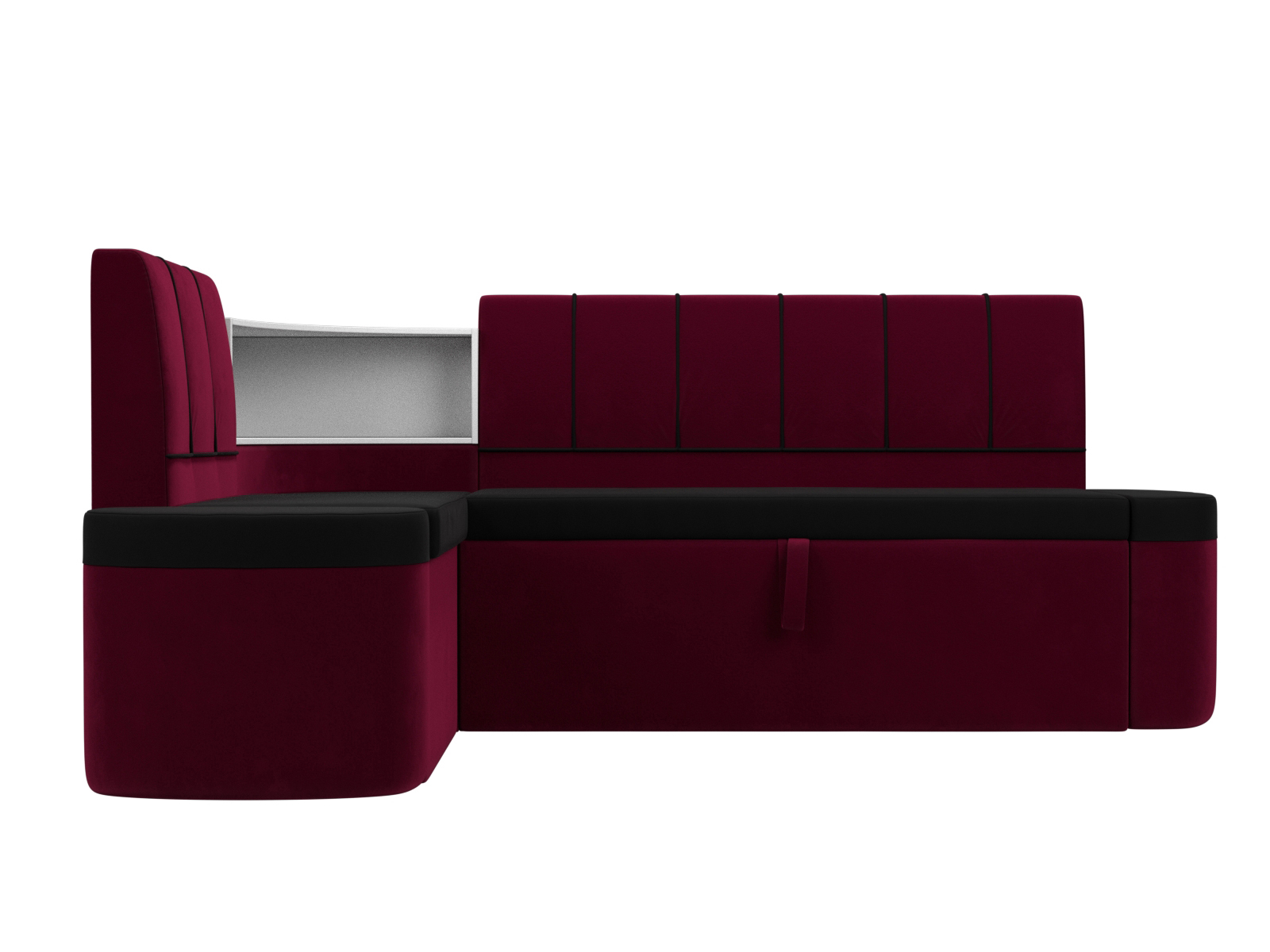 Кухонный угловой диван Тефида левый угол (Черный\Бордовый)