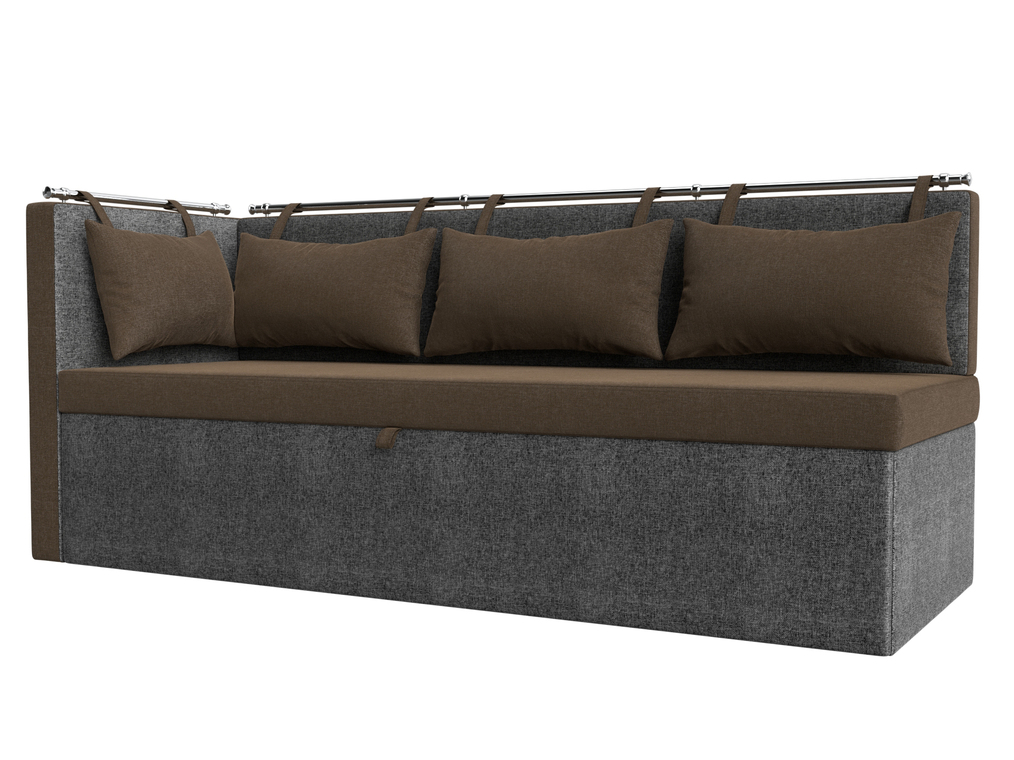 Кухонный диван Метро с углом слева (Коричневый\Серый)