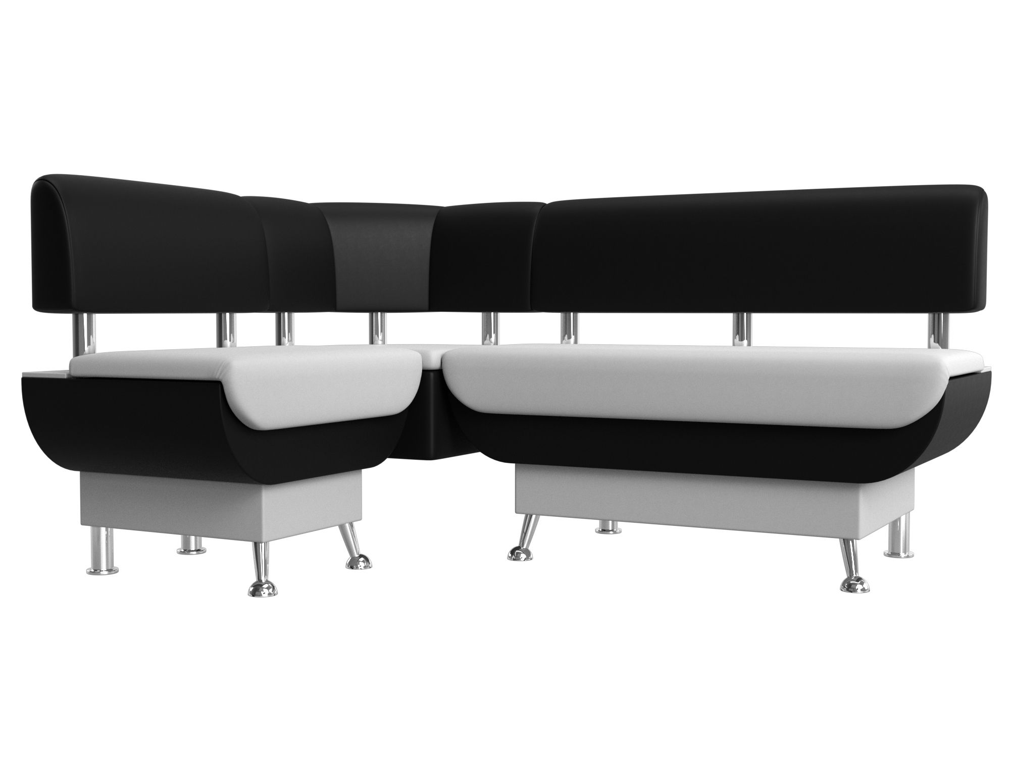 Кухонный угловой диван Альфа левый угол (Белый\Черный)